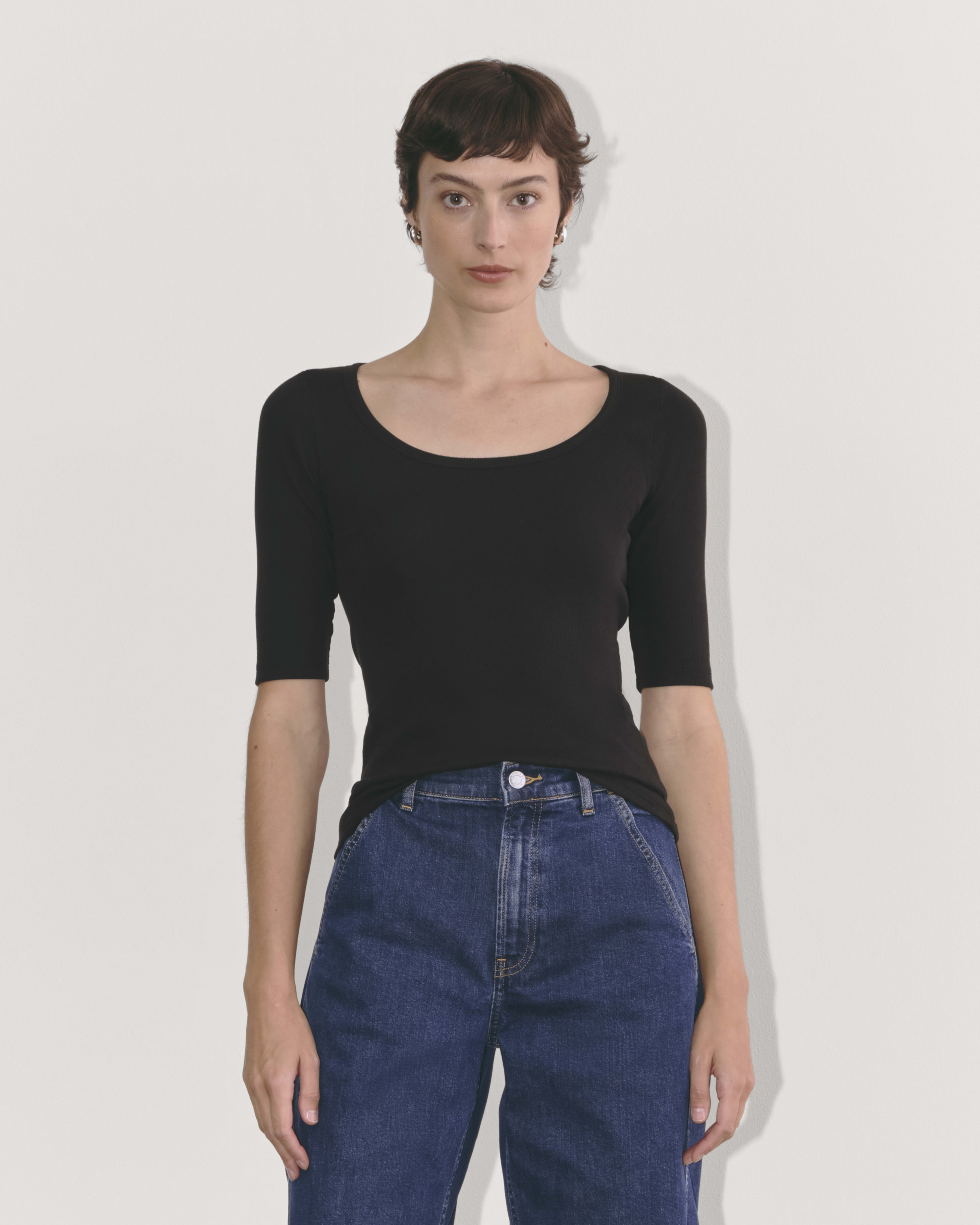 The Luxe Rib Scoop-Neck Tee