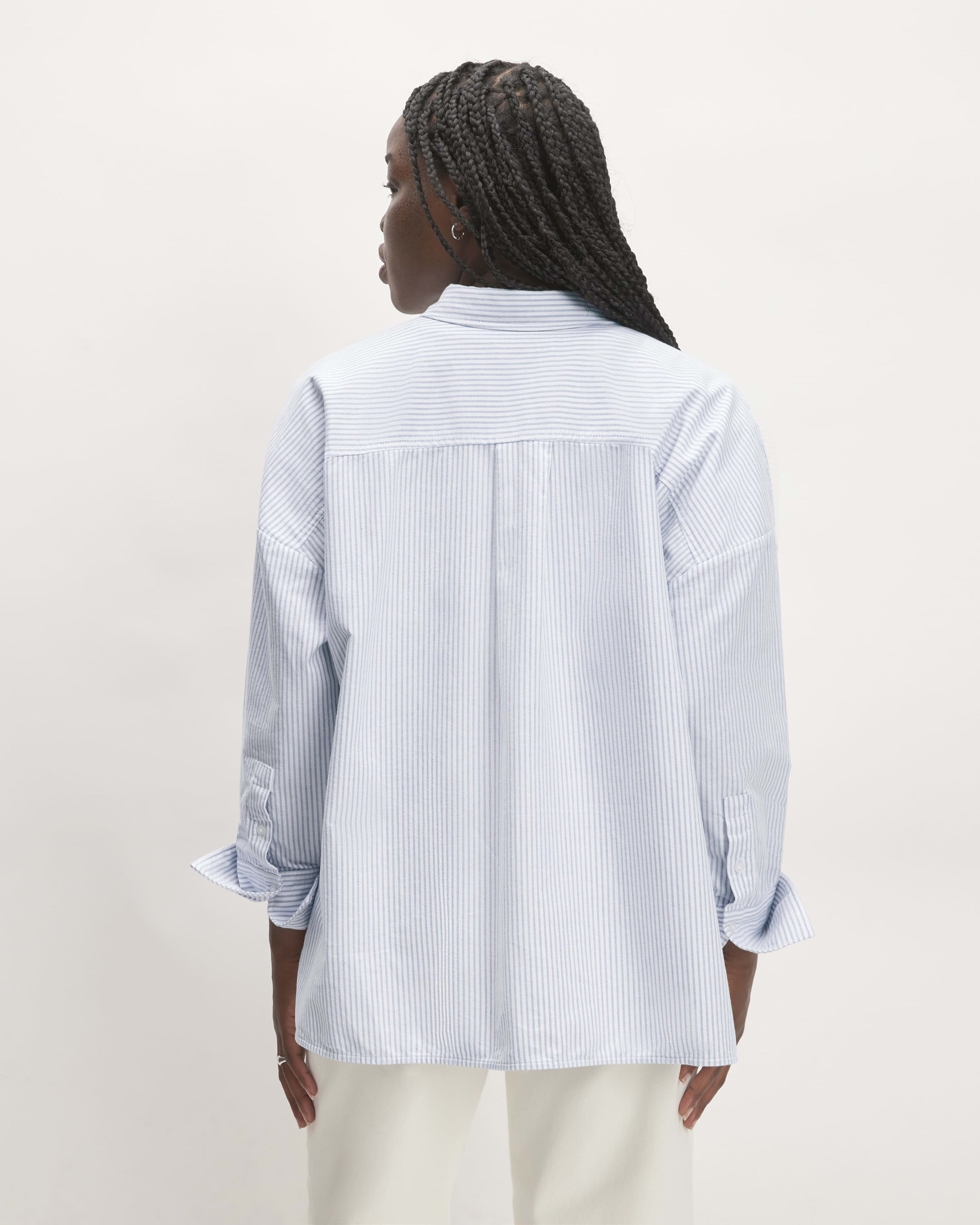 The Boxy Oxford White Blue Everlane 5261