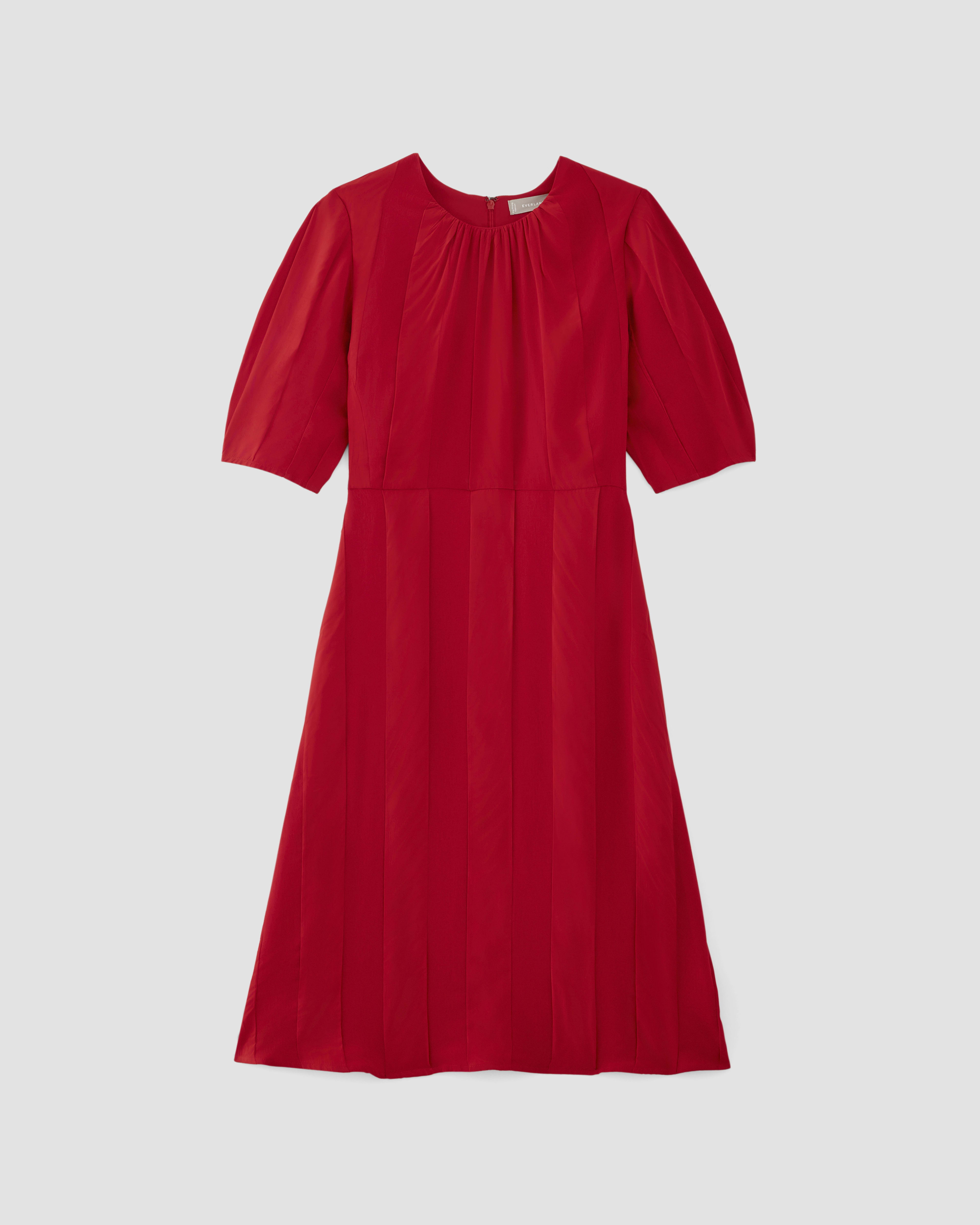The City Stripe Ruched Dress Haute Red Everlane