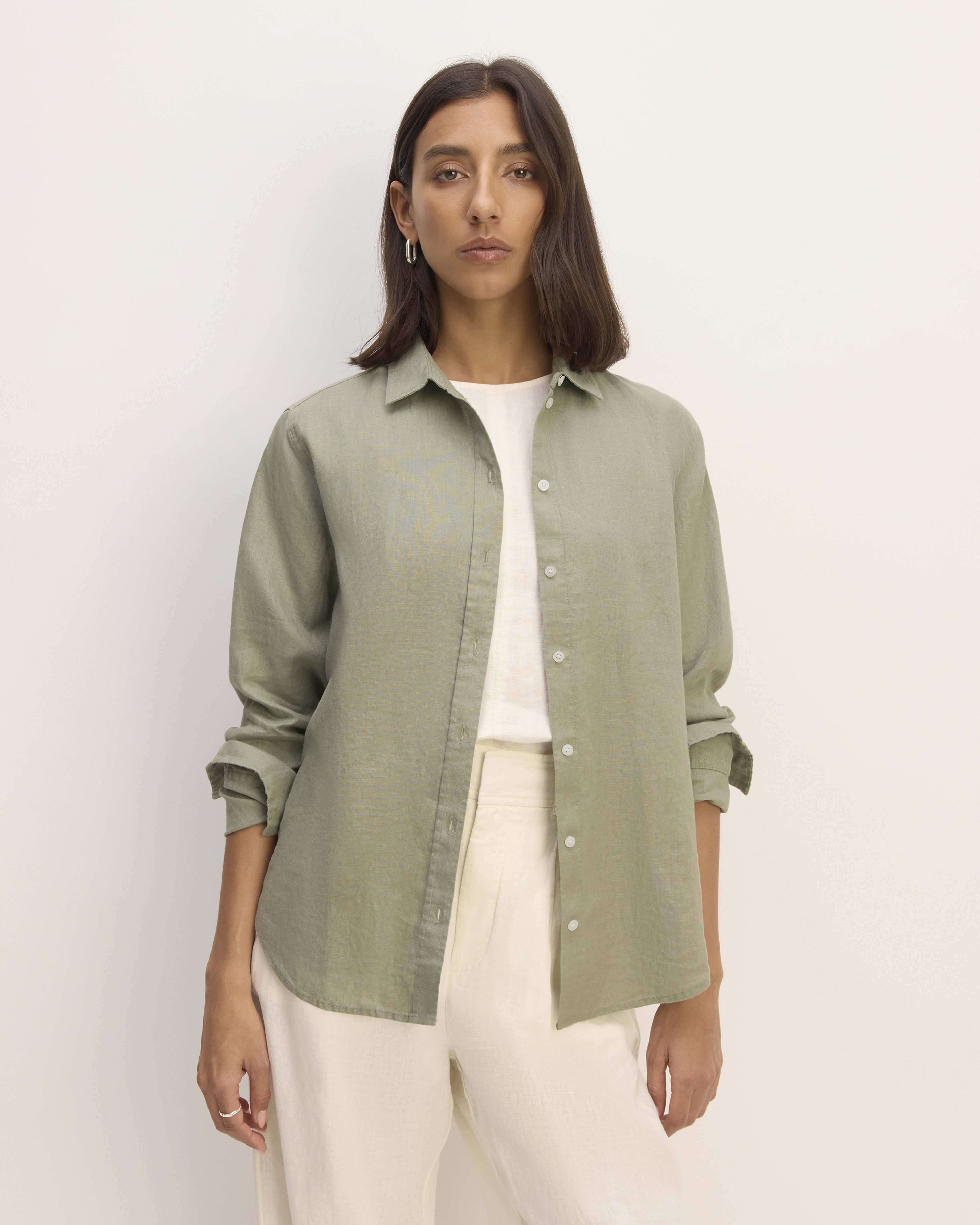 The MustHave Shirt in Linen Sage Green Everlane