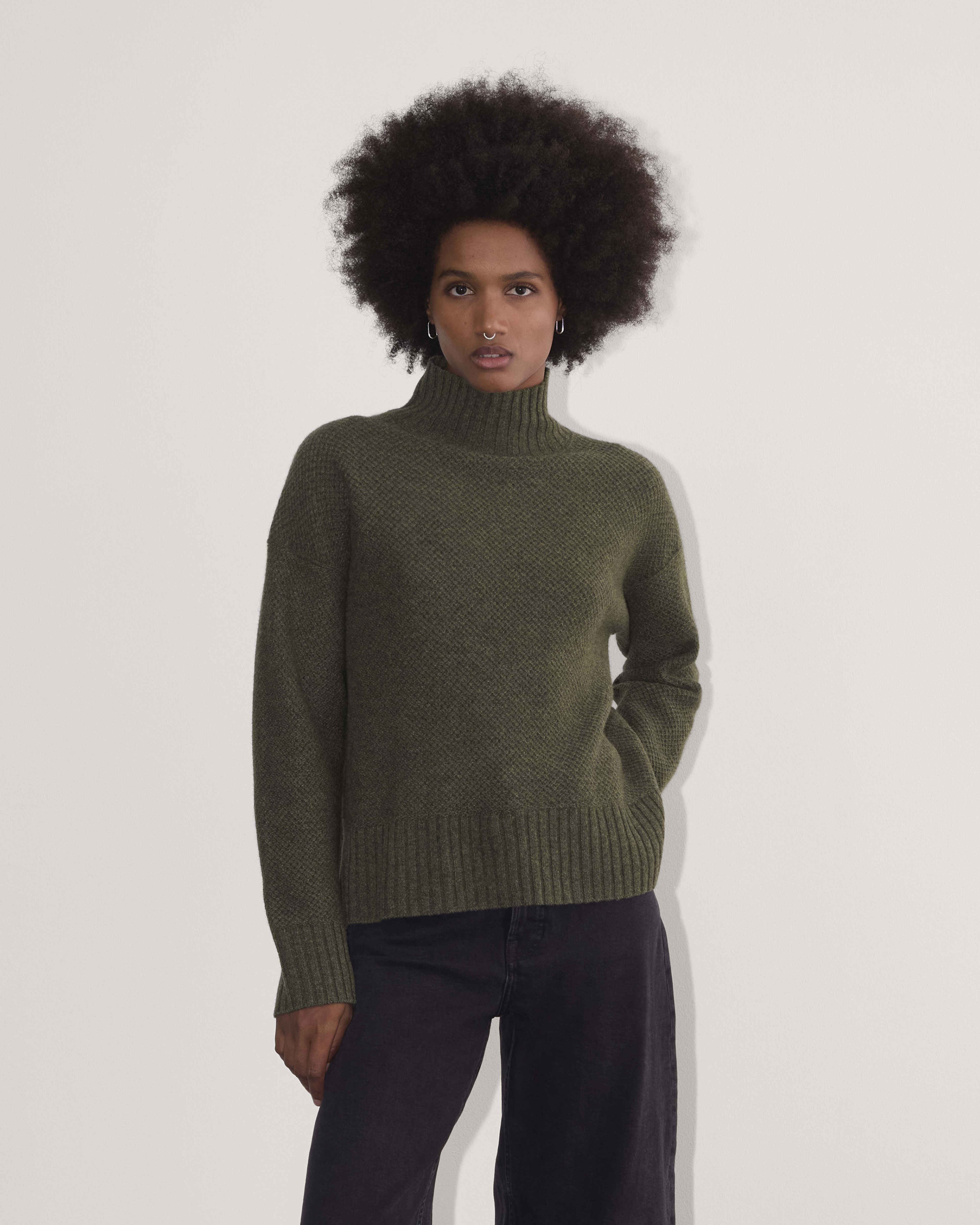 The Honeycomb Funnel Neck in Wool Cashmere