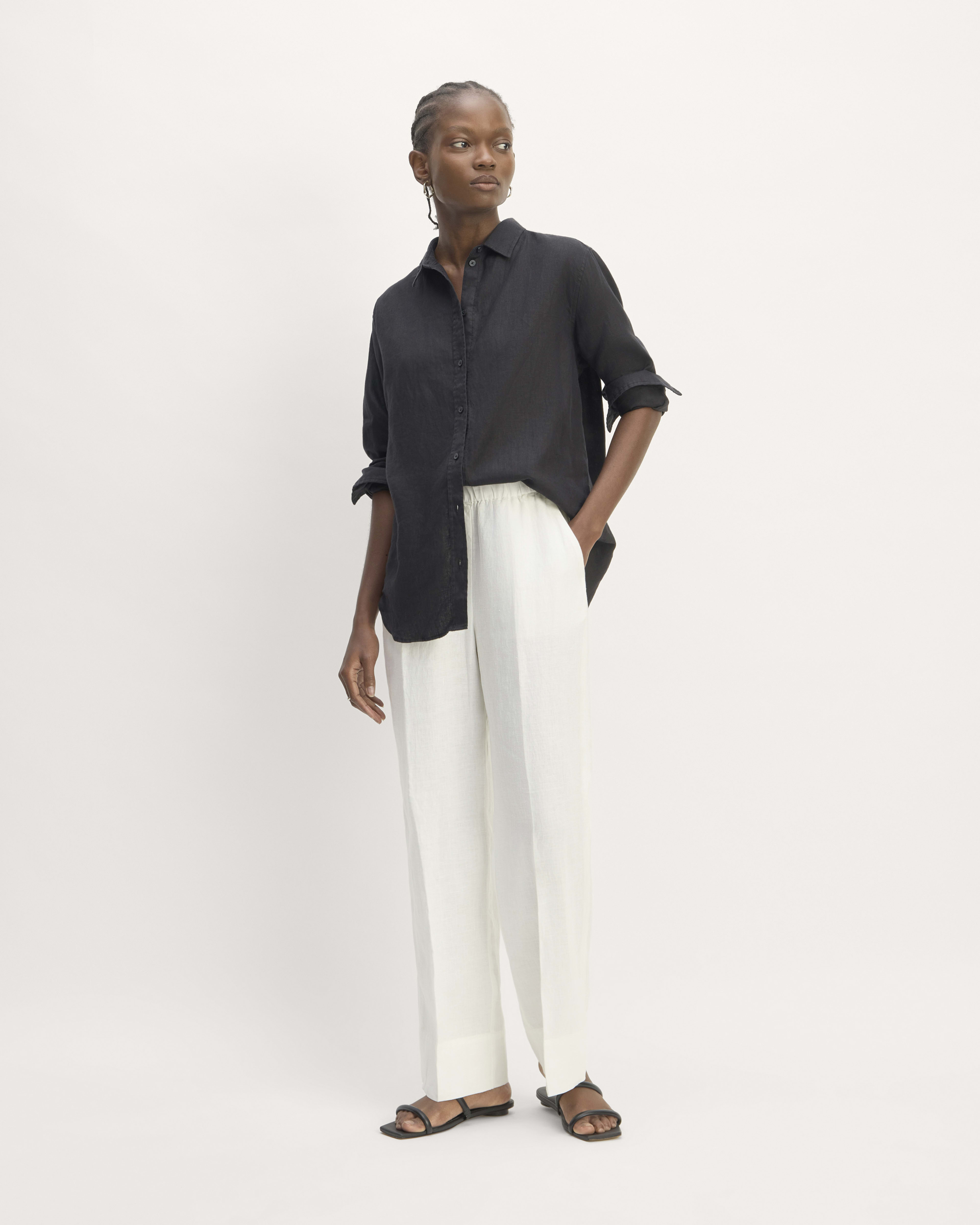 The Linen Easy Pant White Everlane