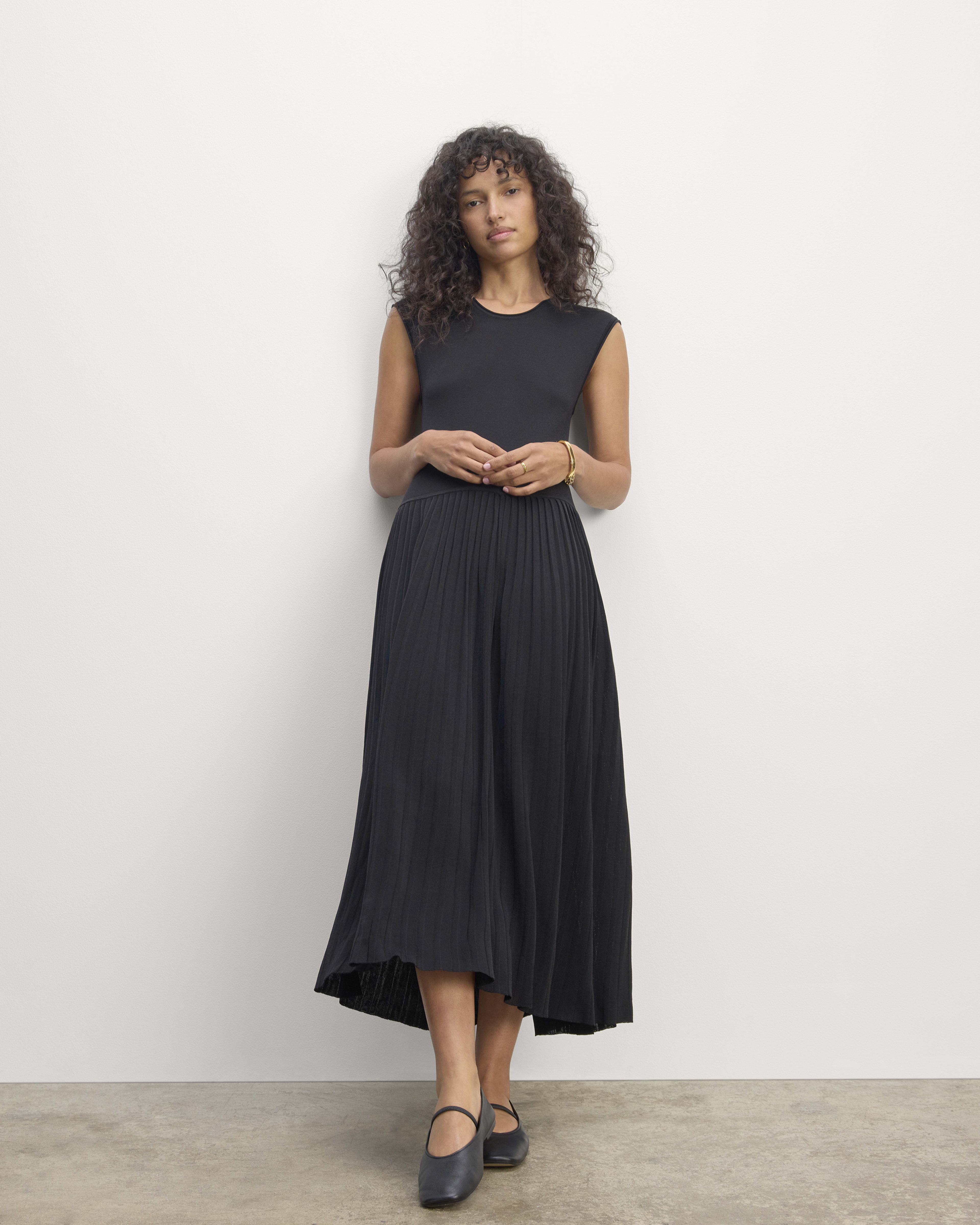 Fine Knit Pleated Dress