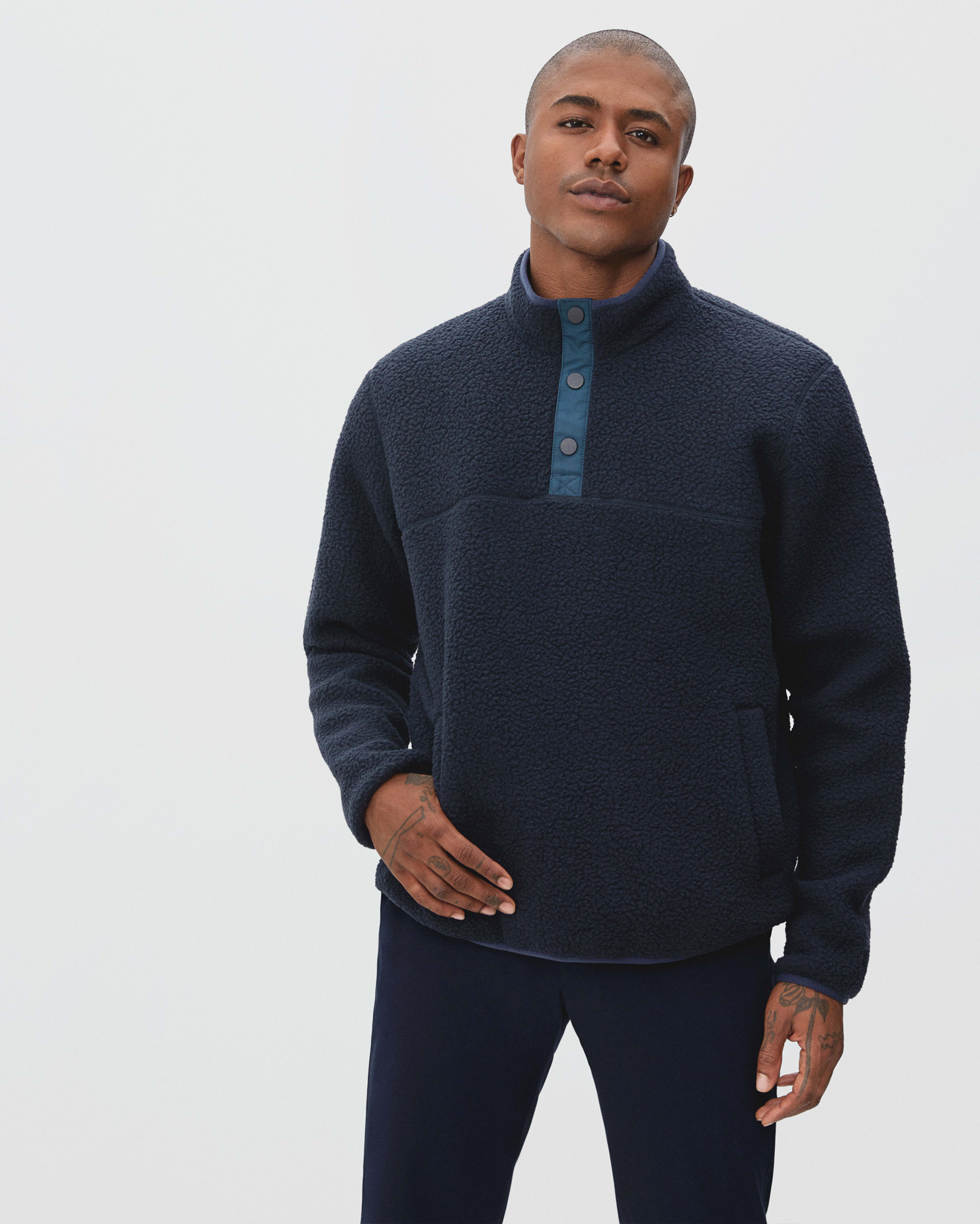 The ReNew Fleece Pullover Navy Everlane