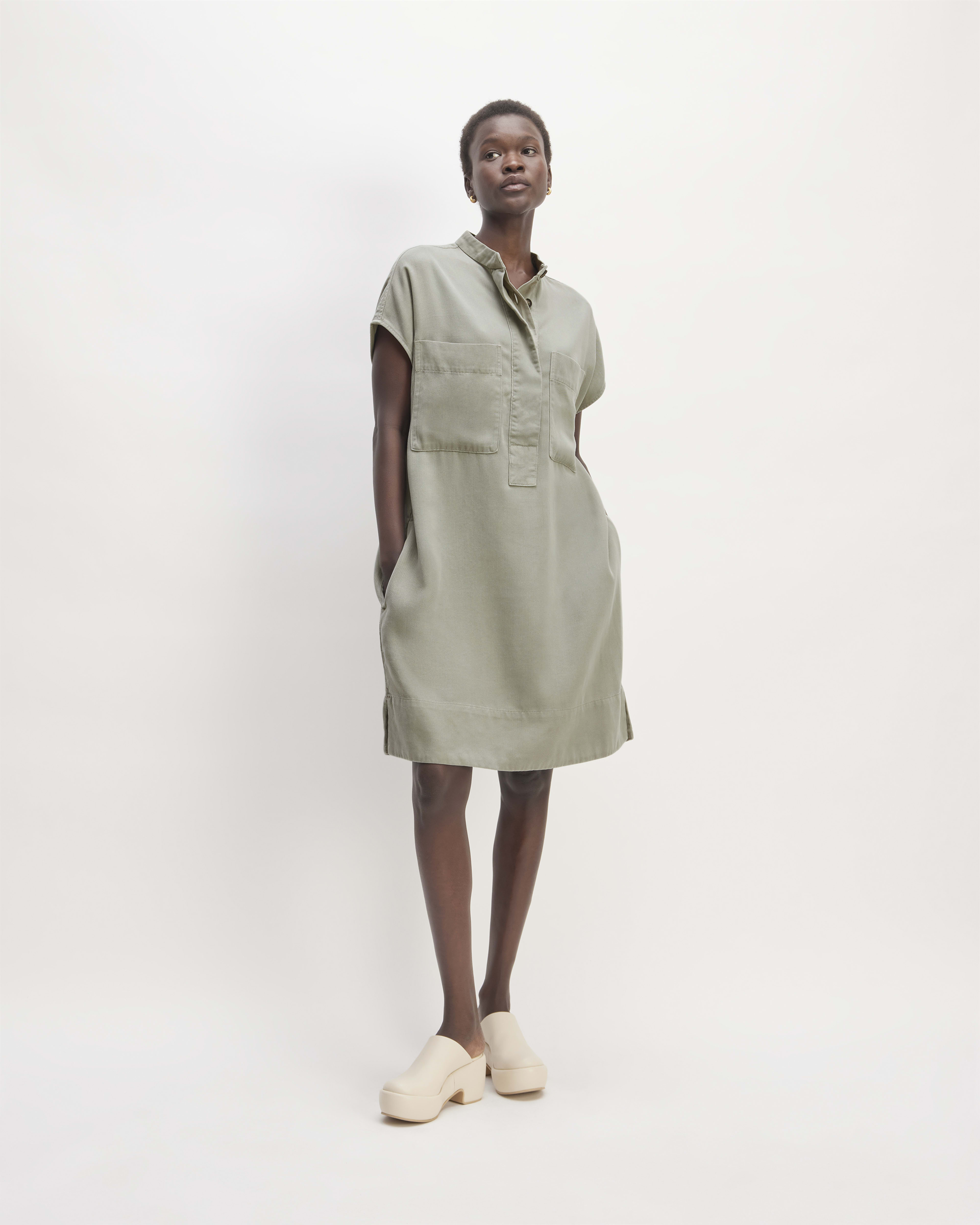 Khaki shirt dress womens hot sale