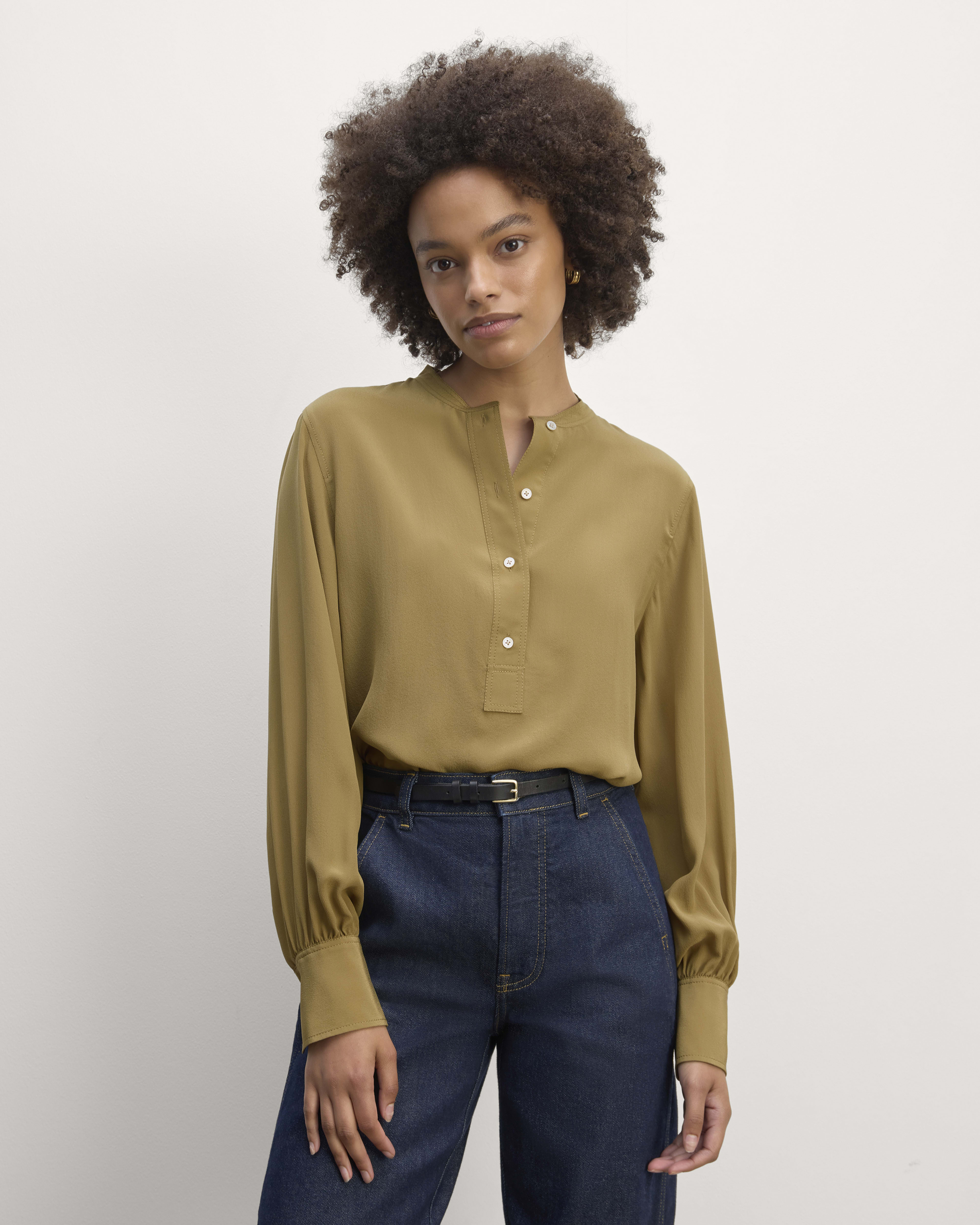 The Henley Shirt in Washable Silk
