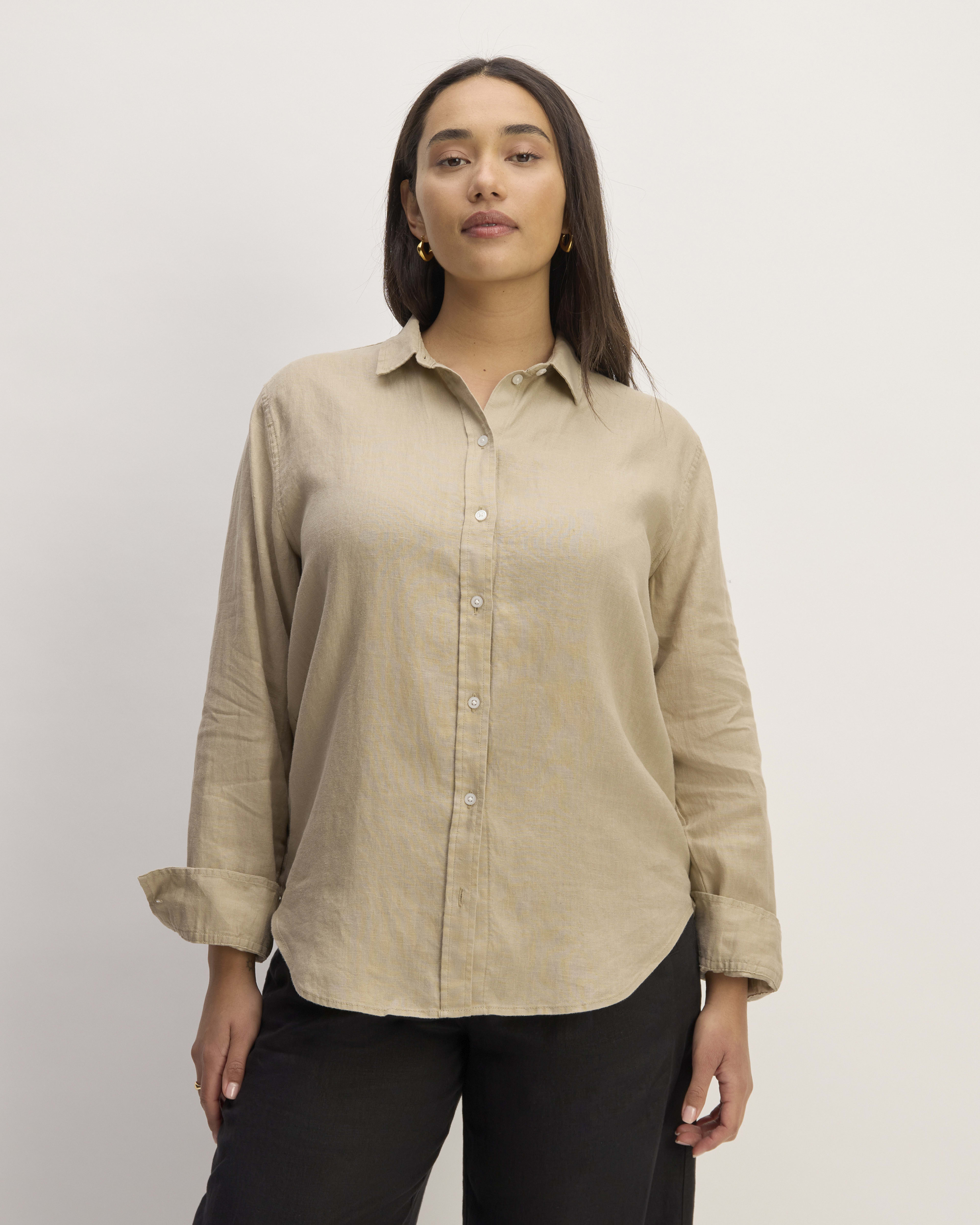 The Must Have Shirt in Linen Trench Coat Khaki Everlane