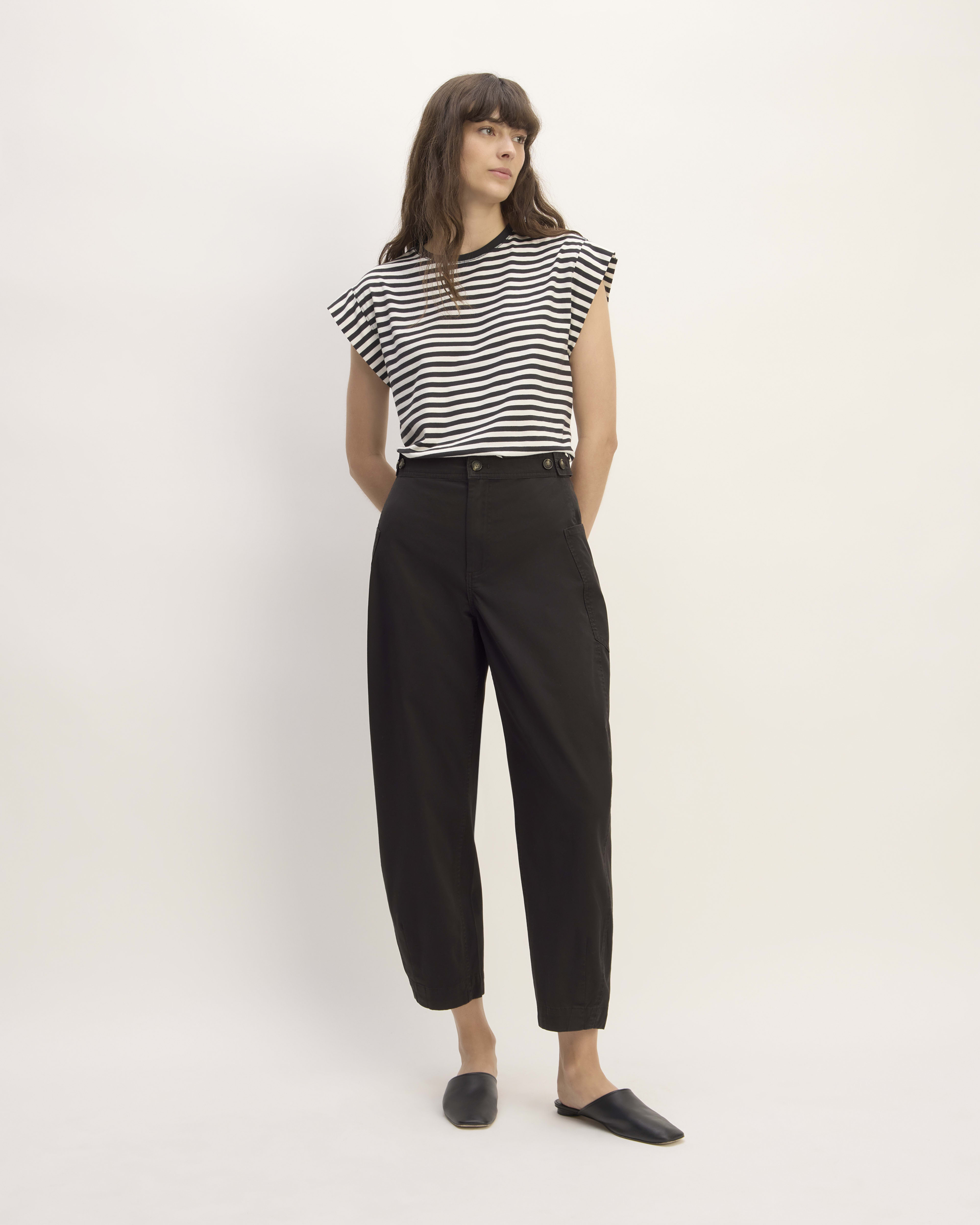 Everlane 2023 Review: Wide Leg Dream Pants, Organic Cotton Striped