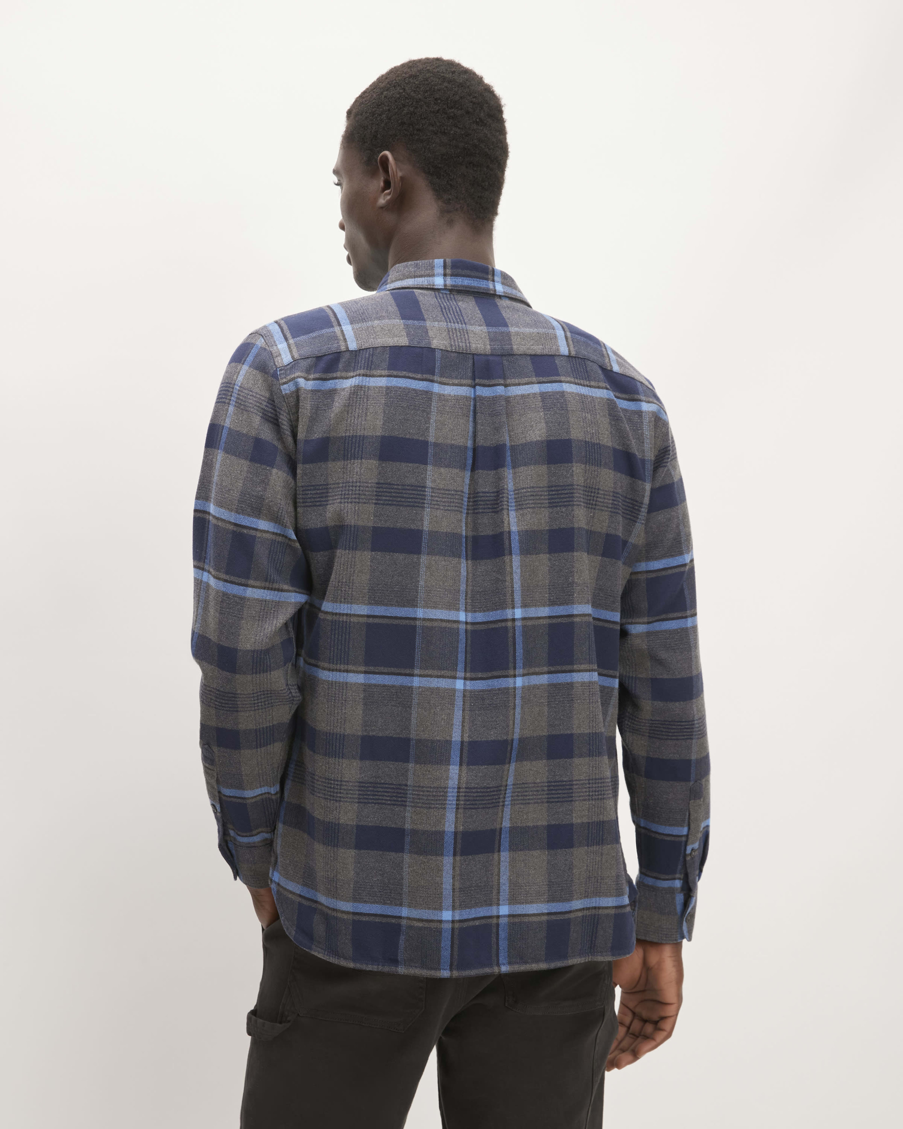 CUSTOM FIT BRUSHED FLANNEL SHIRT NEWPORT NAVY