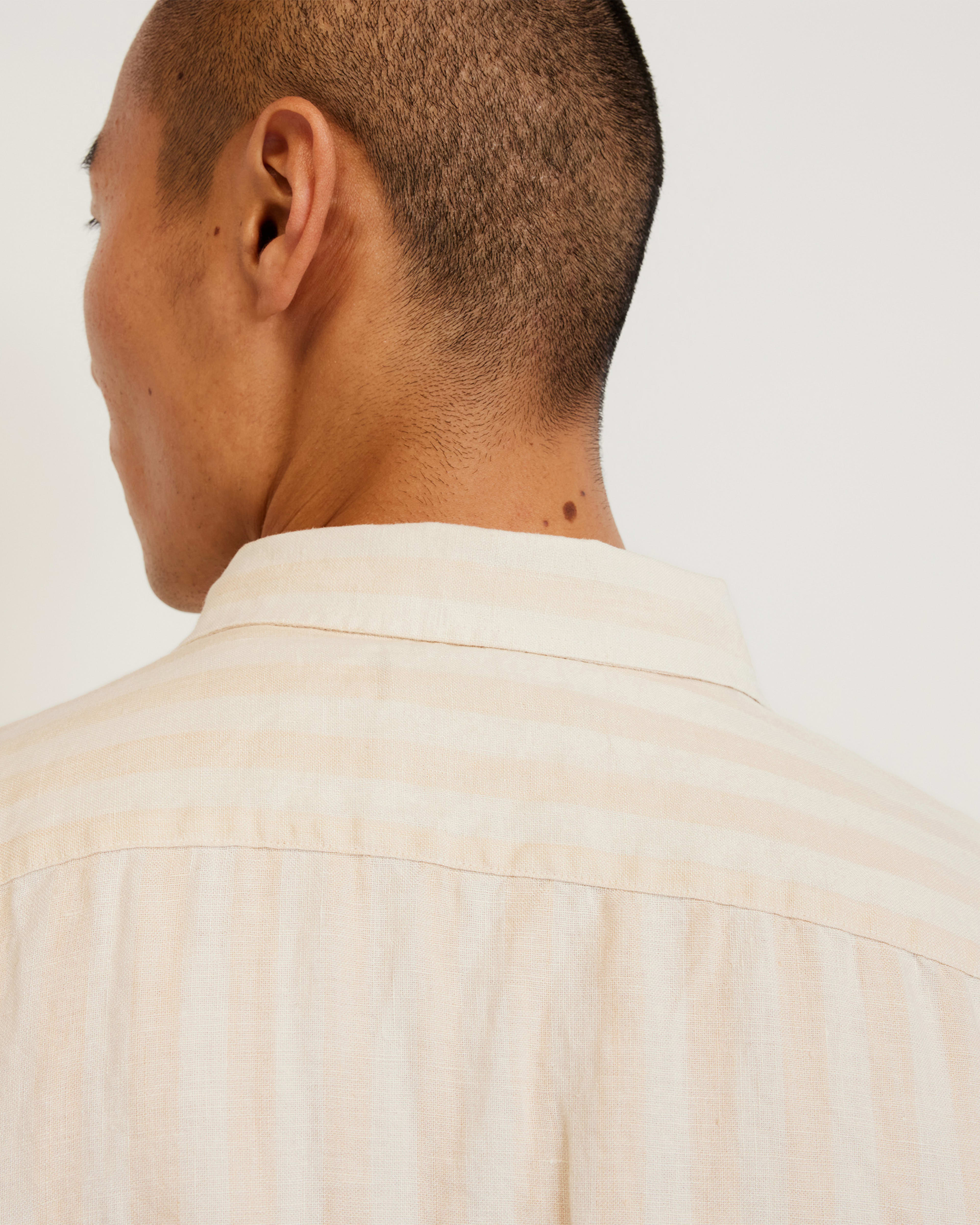 Linen Men's Sand Short Sleeve Shirt