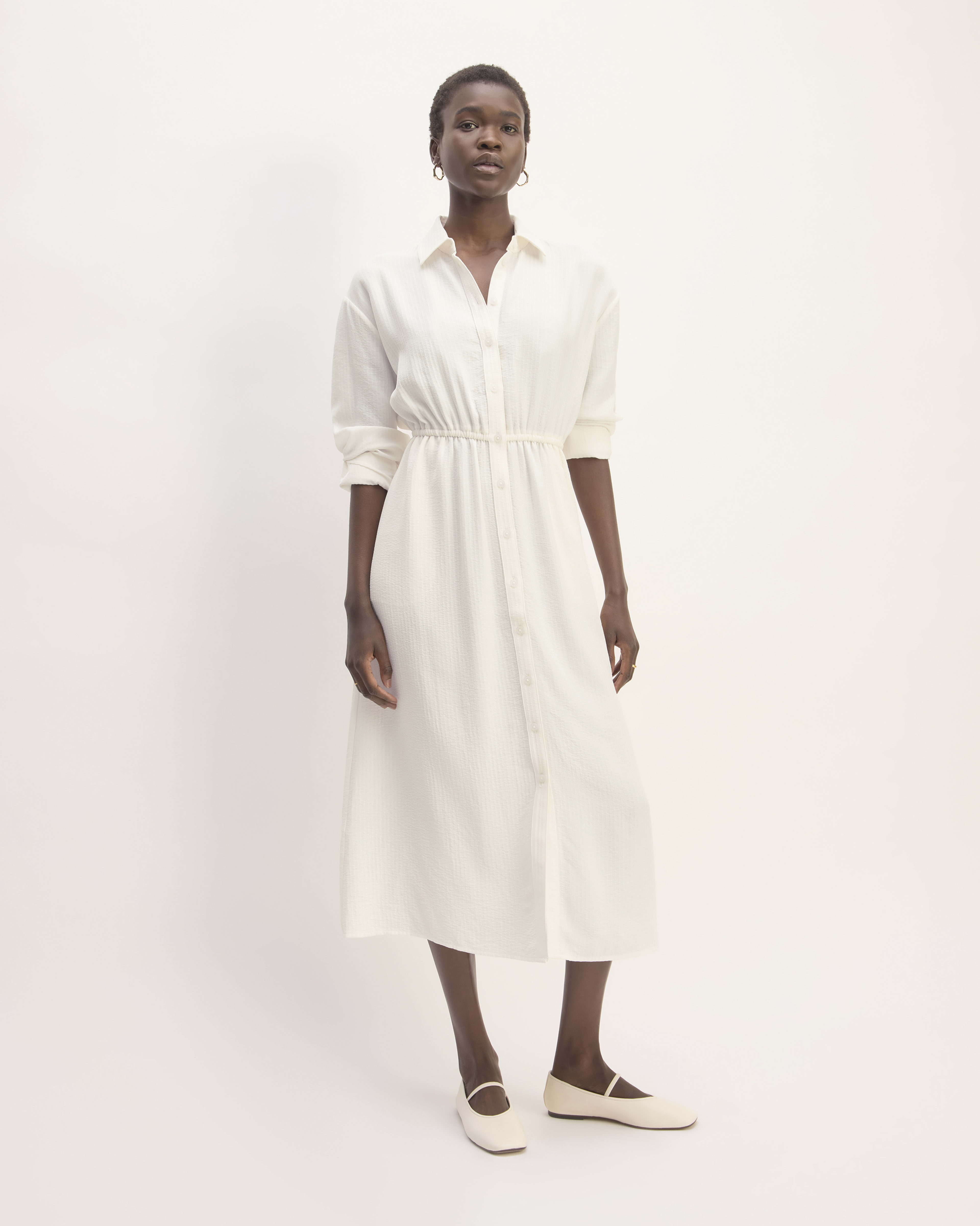 The Mini Jacquard Stripe Shirt Dress Bone Everlane