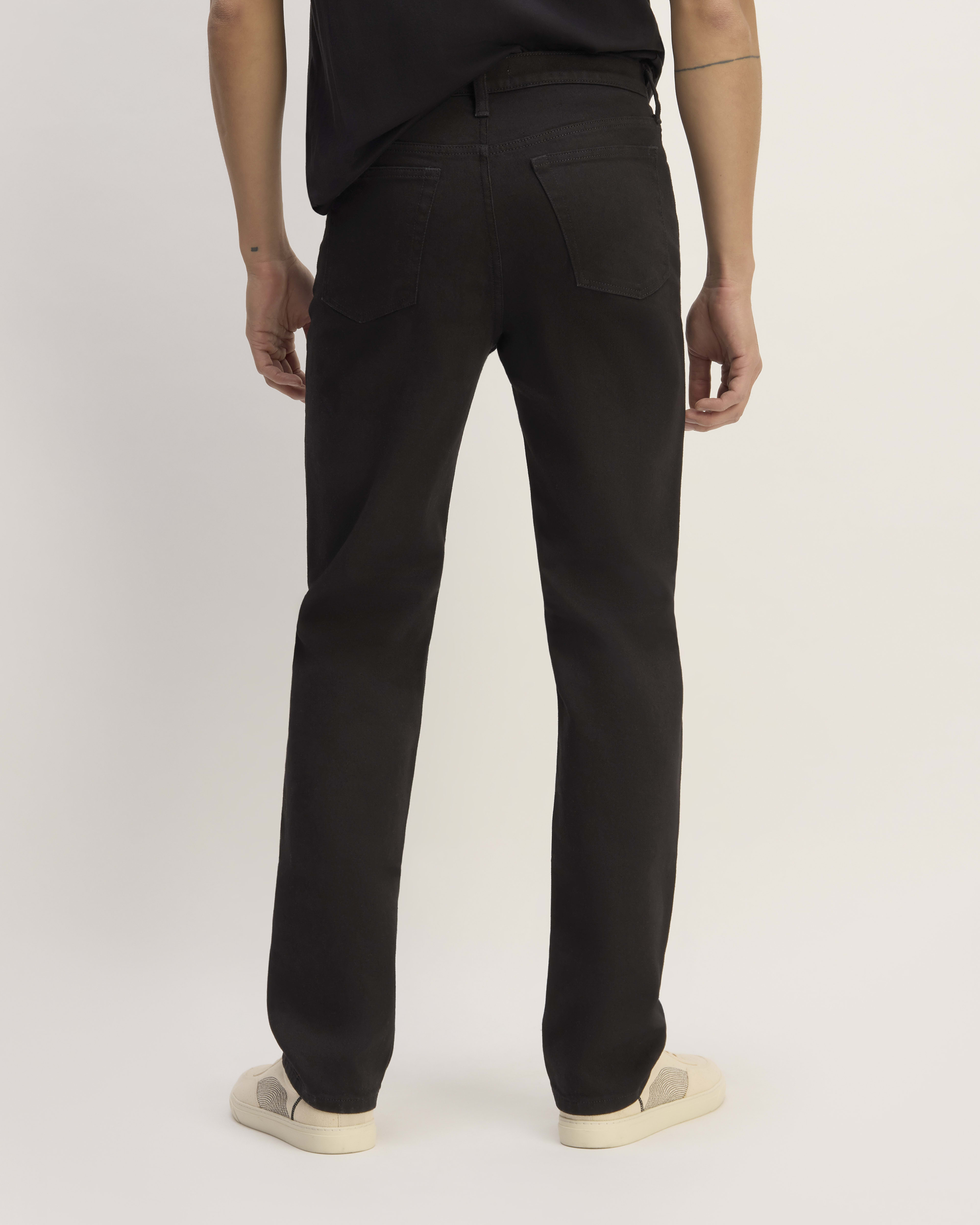 7FOR Black Cotton Straight-Leg Jeans