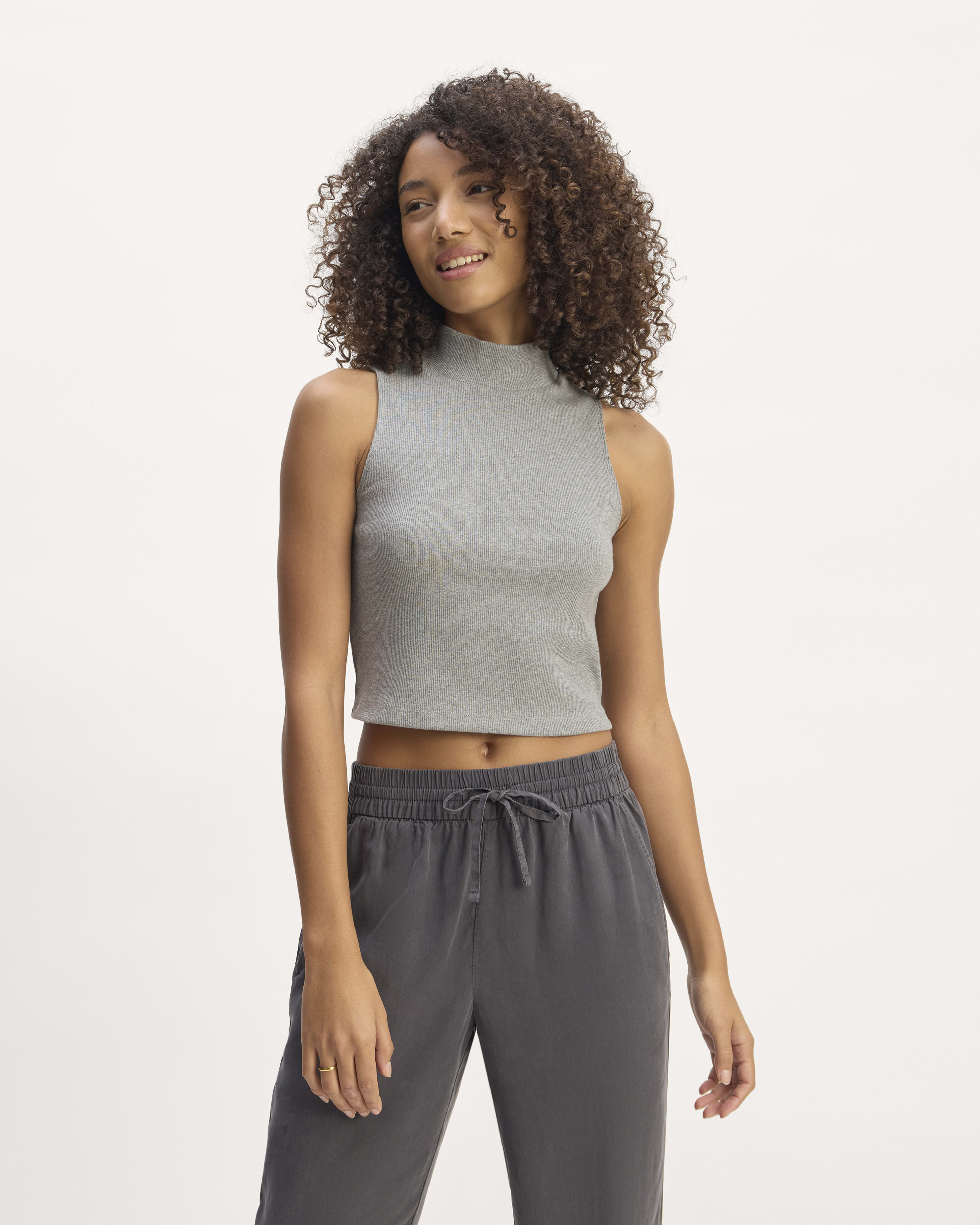 The Ribbed Mockneck Tank Mid Heather Grey Everlane