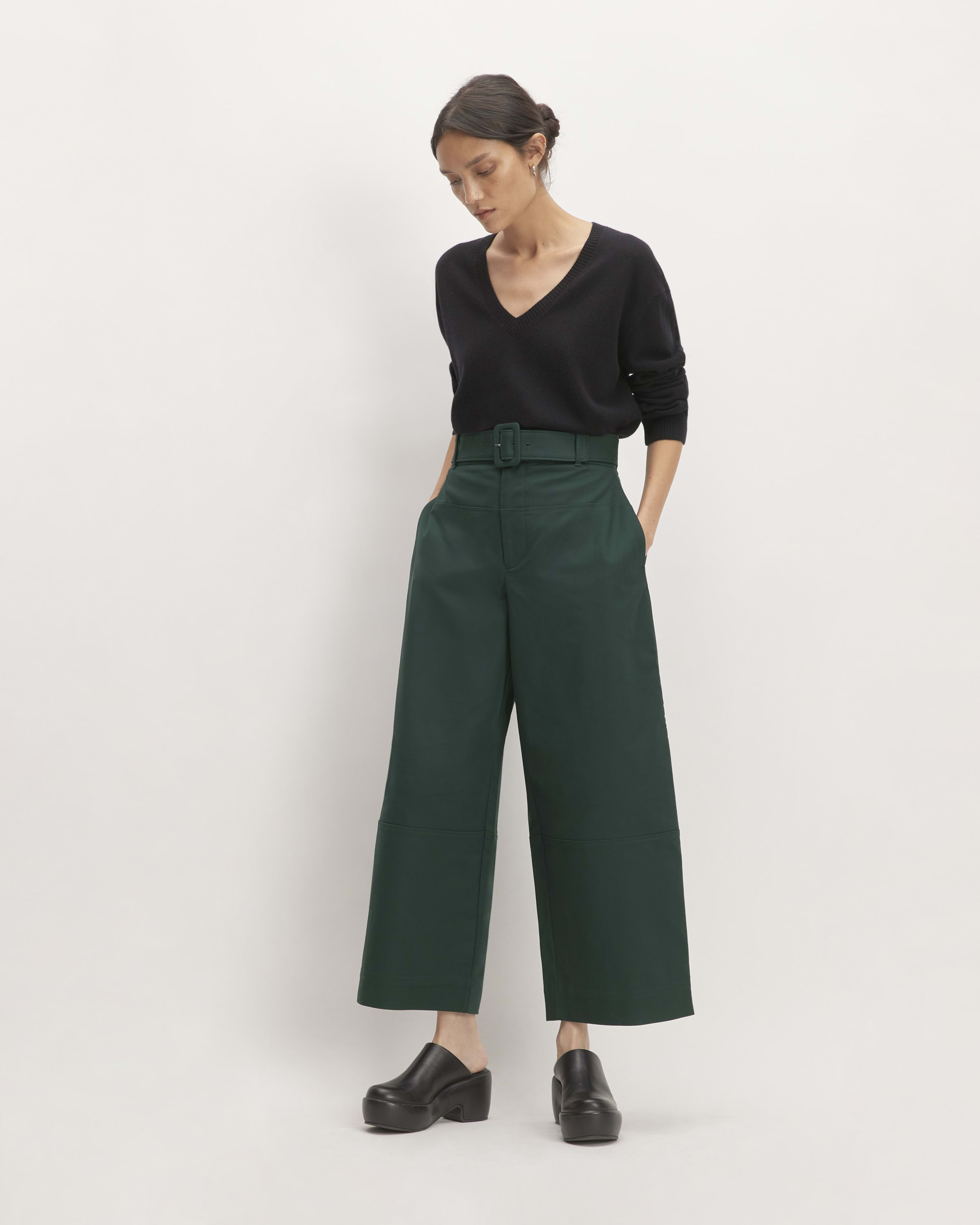 The Structured Cotton Belted Pant Scarab – Everlane