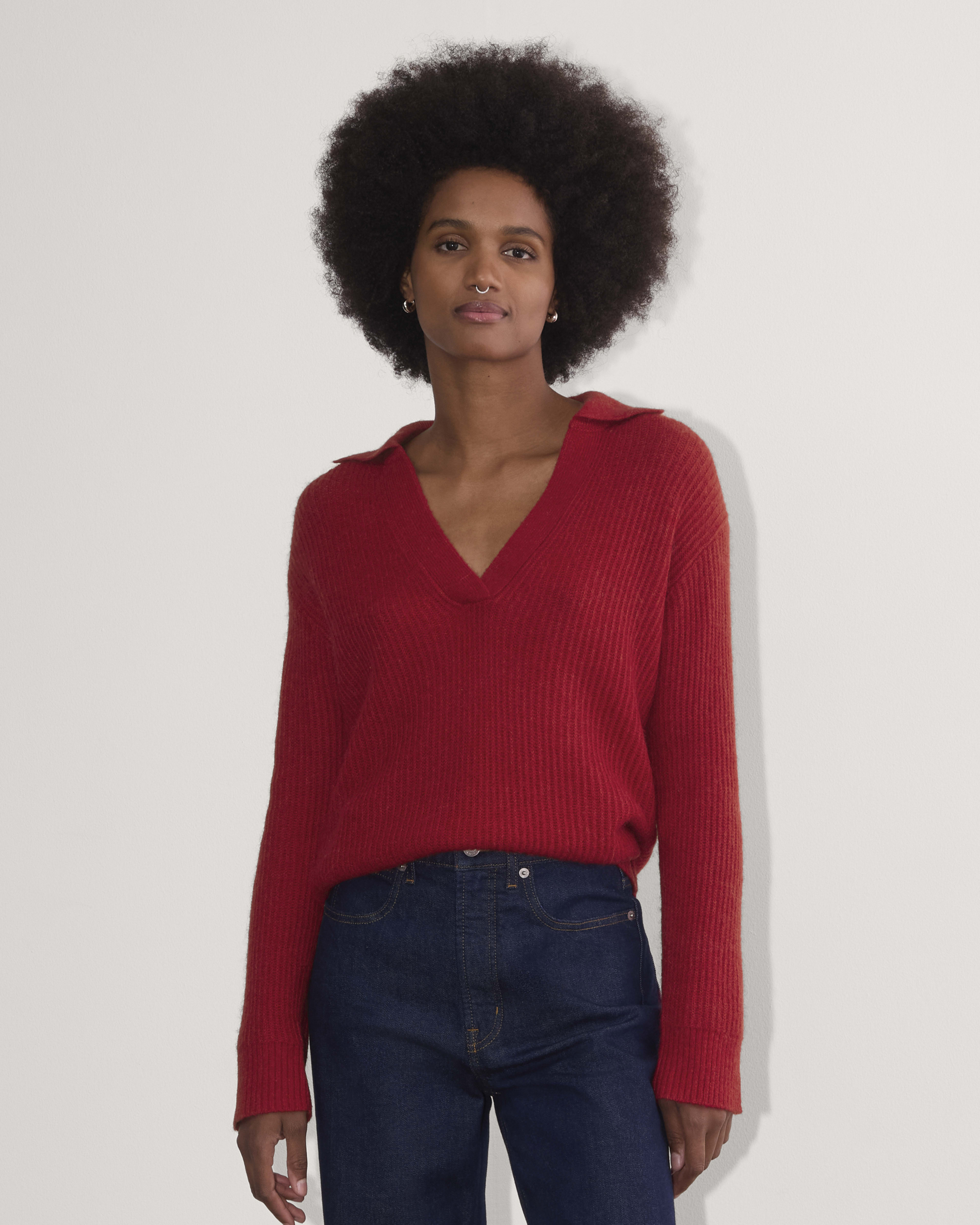 Oversized polo sweater top
