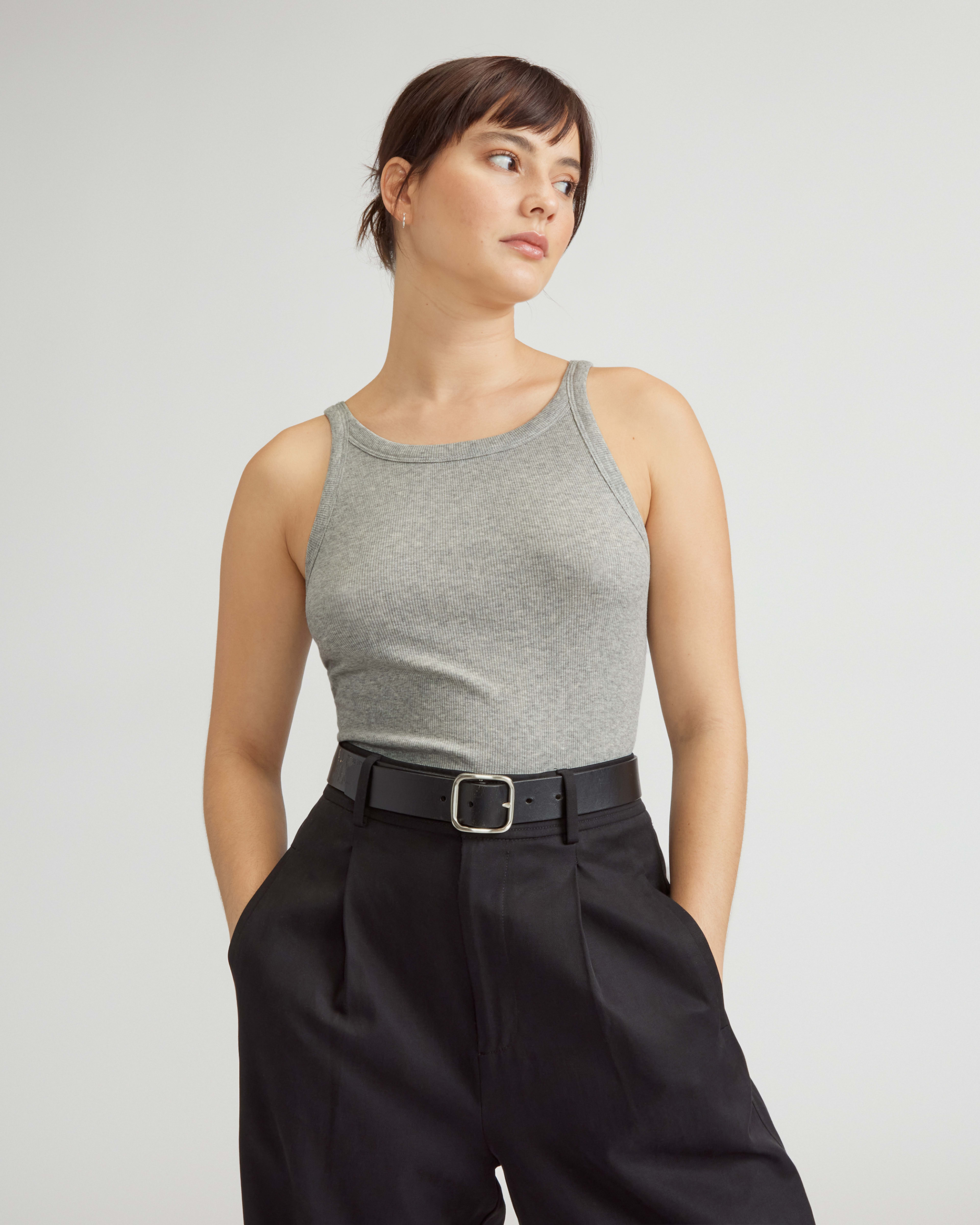 The Supima® Micro-Rib Cropped Tank Heather Grey – Everlane