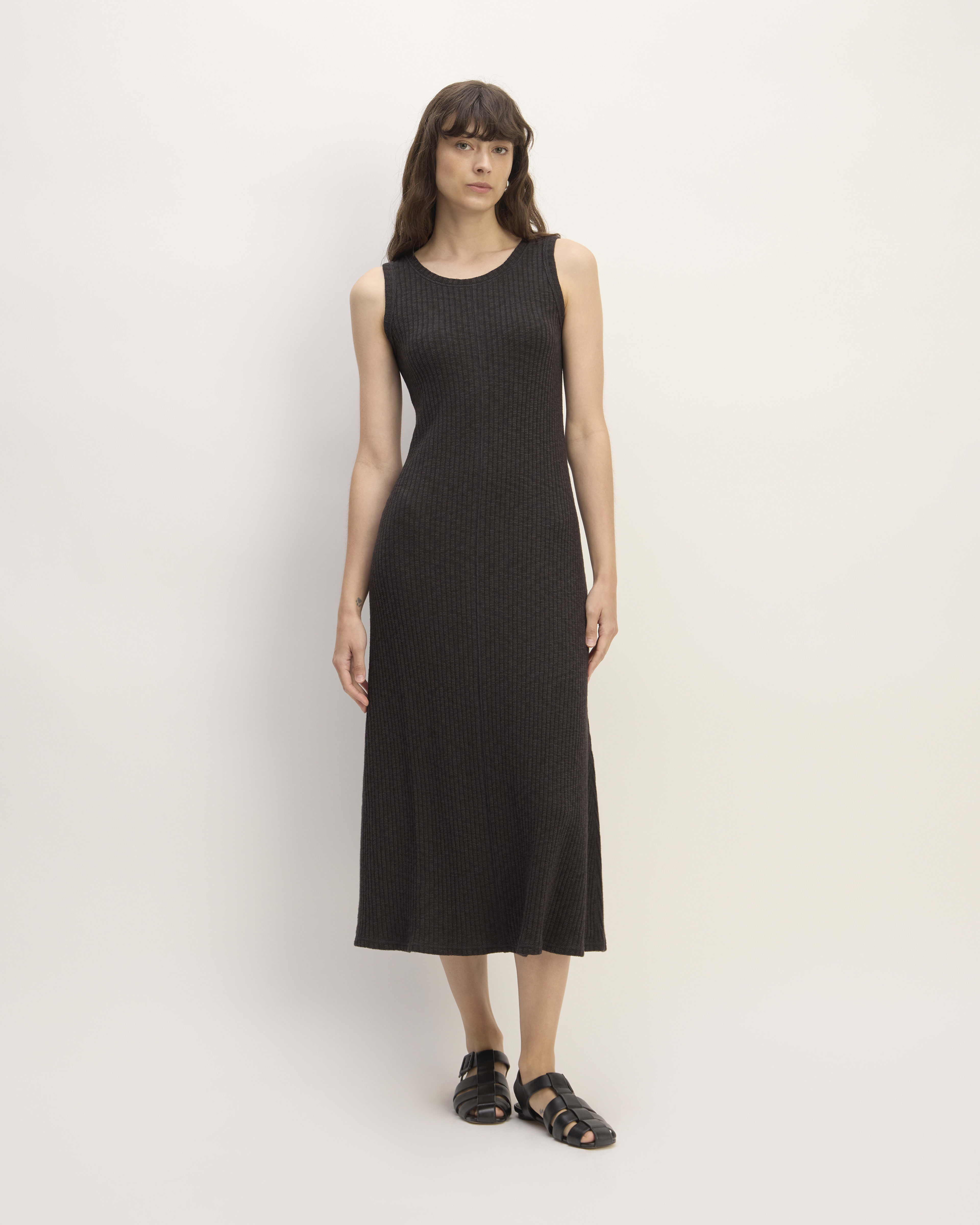 The Rib-Knit A-Line Tank Dress Black – Everlane