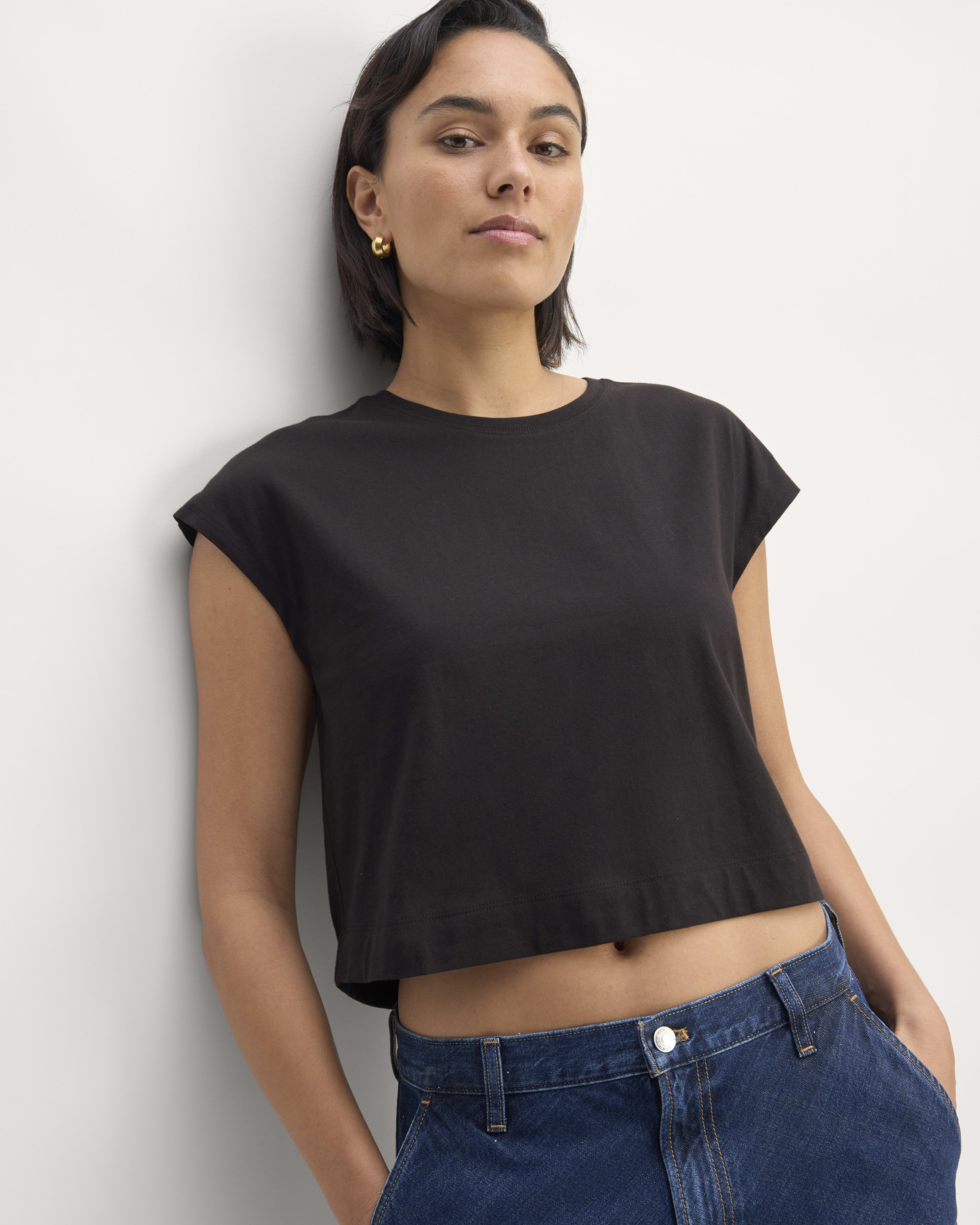 Cropped muscle tee womens discount