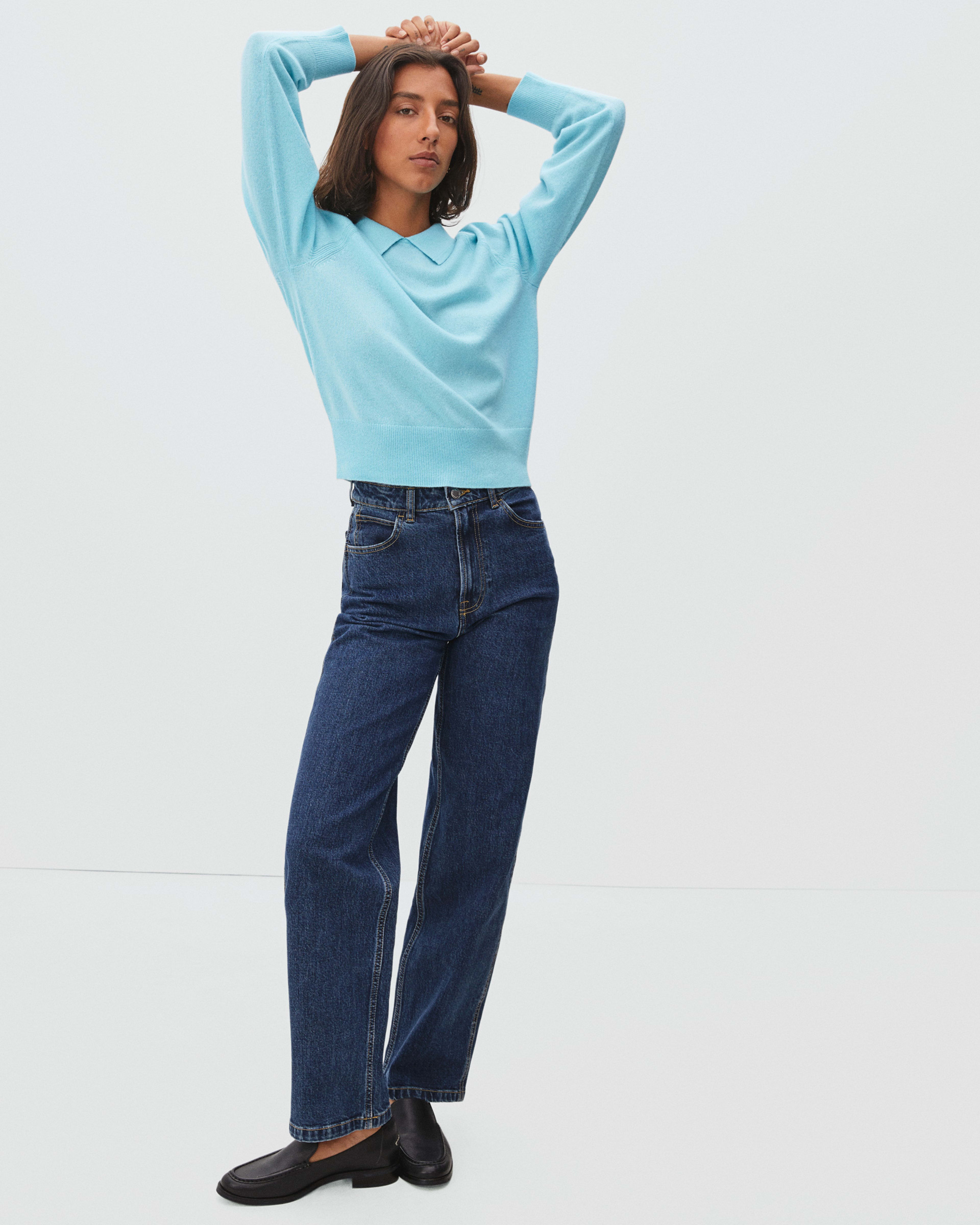 The Cashmere Collared Sweater Blue Lagoon – Everlane