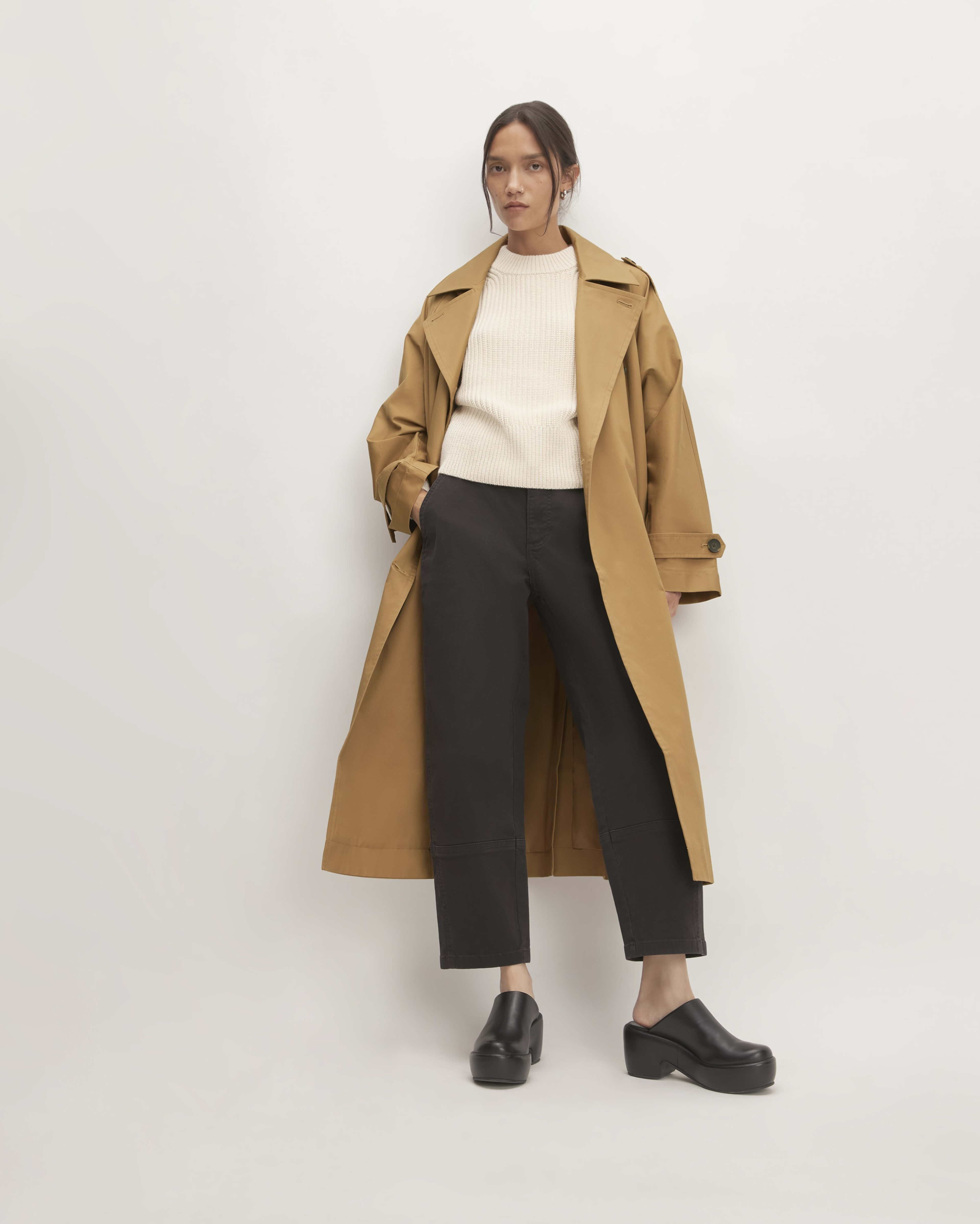 GUCCI cotton long trench coat outer black 42
