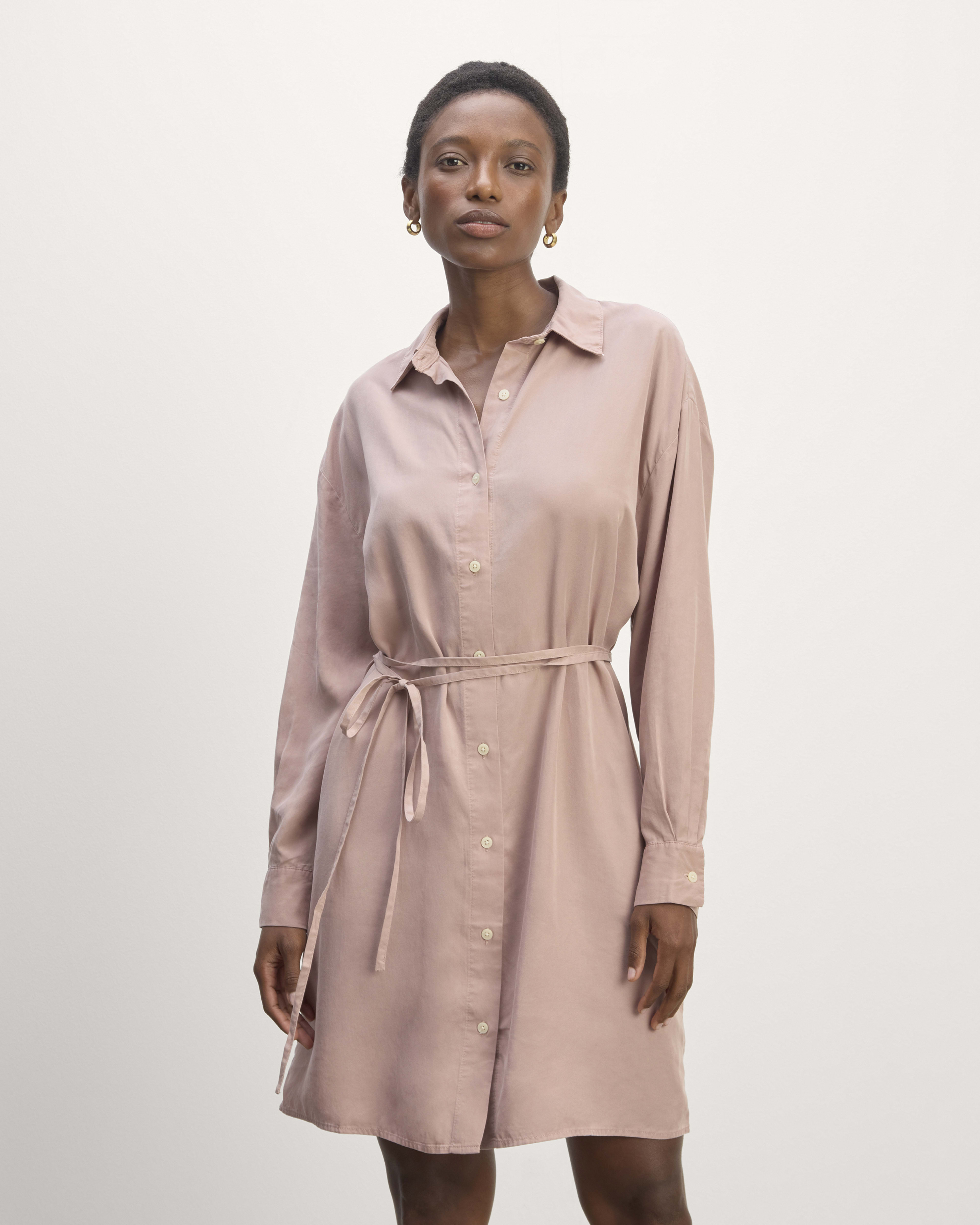 Dusty pink shirt dress outlet