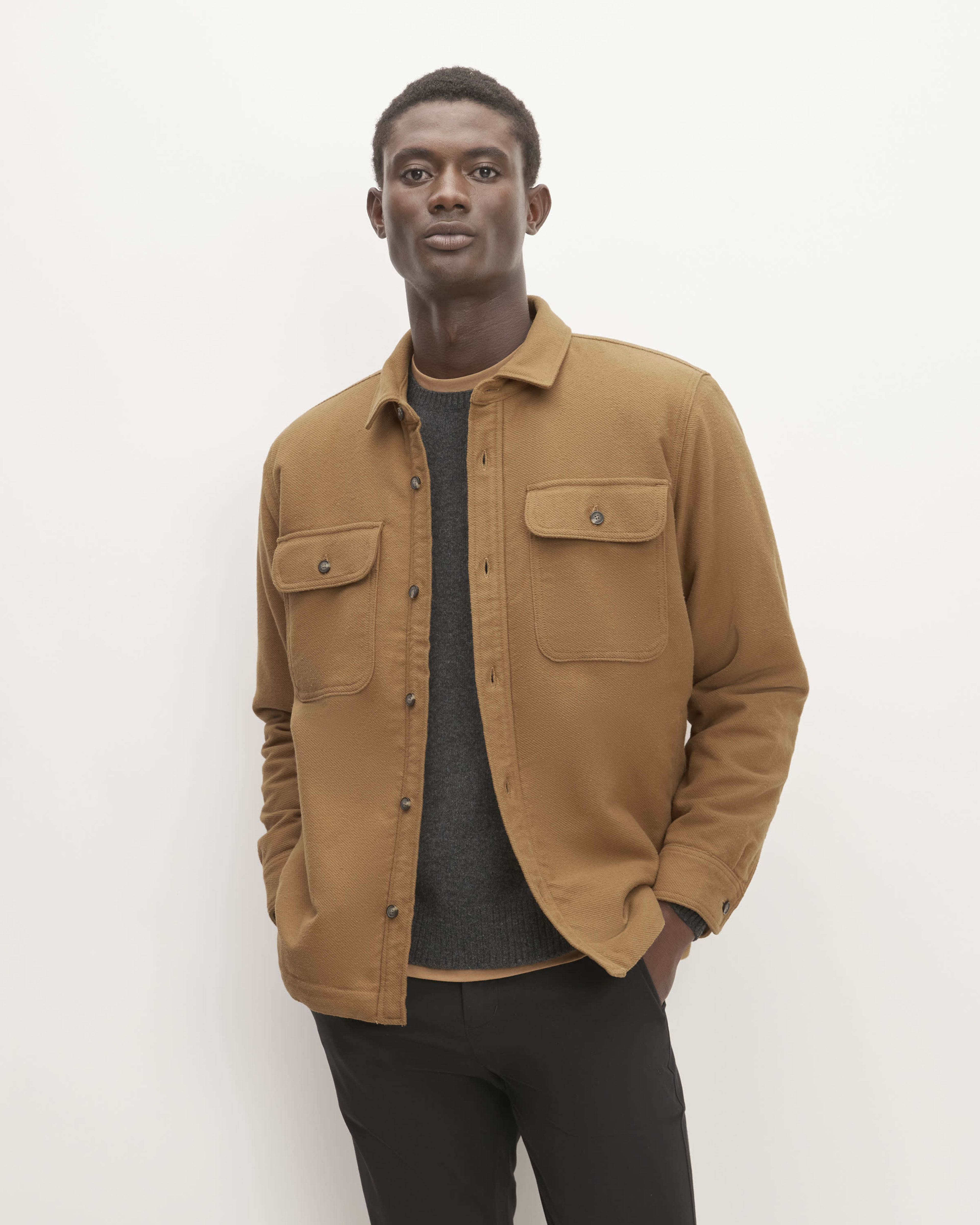 The ReNew Fleece Lined Heavyweight Overshirt Toasted Coconut Everlane