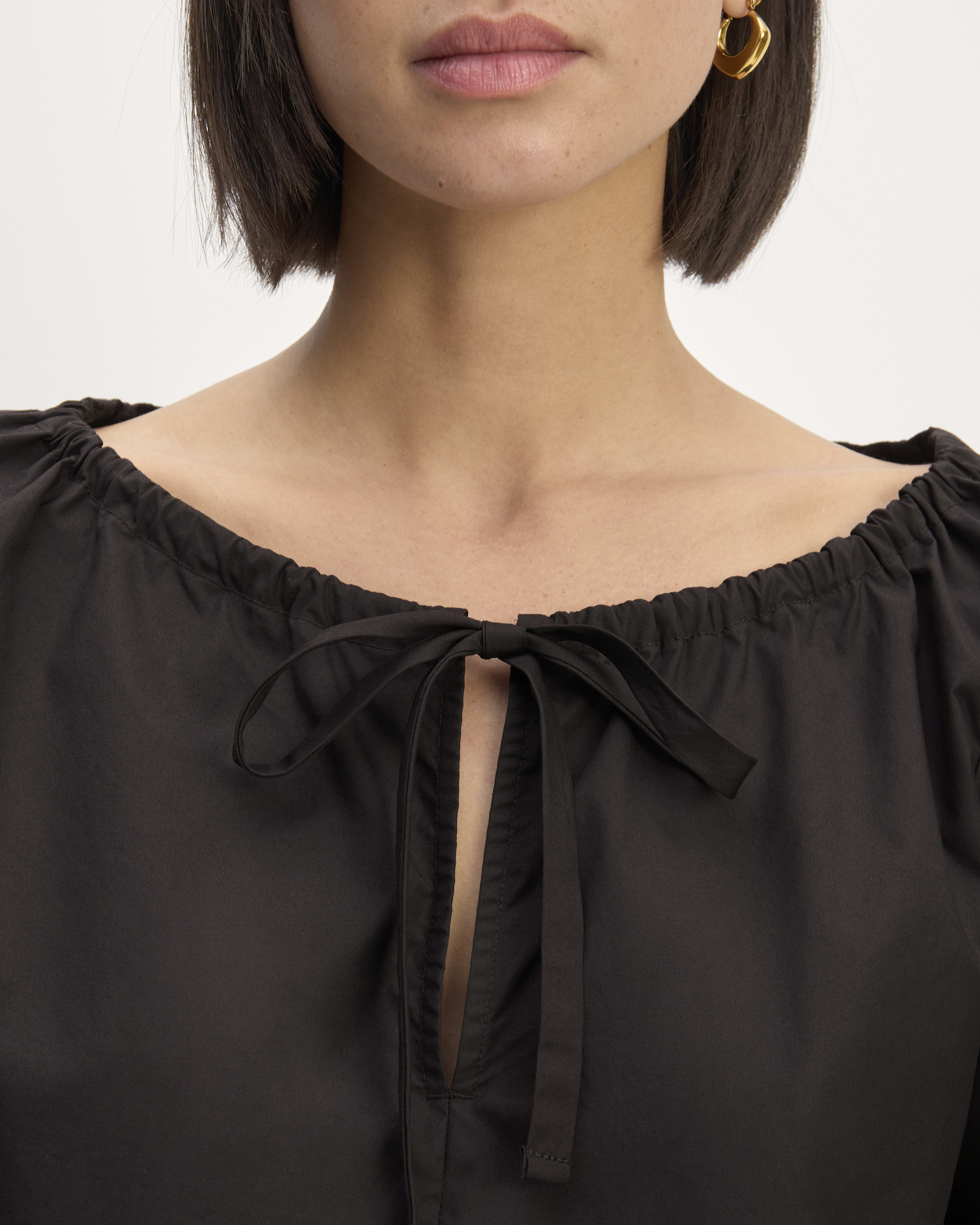 The Supima® Puff-Sleeve Top Black – Everlane