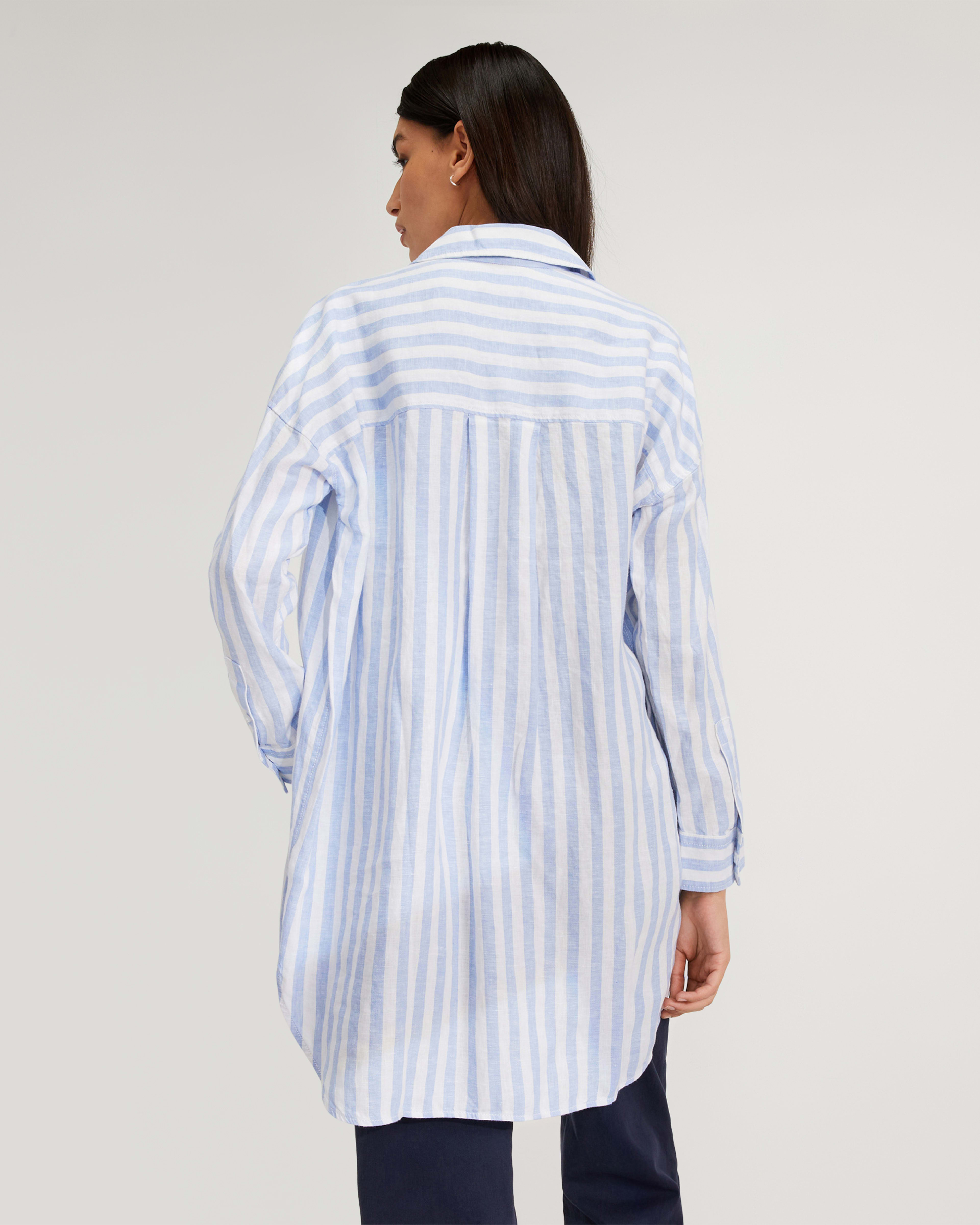 The Way-Long Linen Shirt Blue / White – Everlane