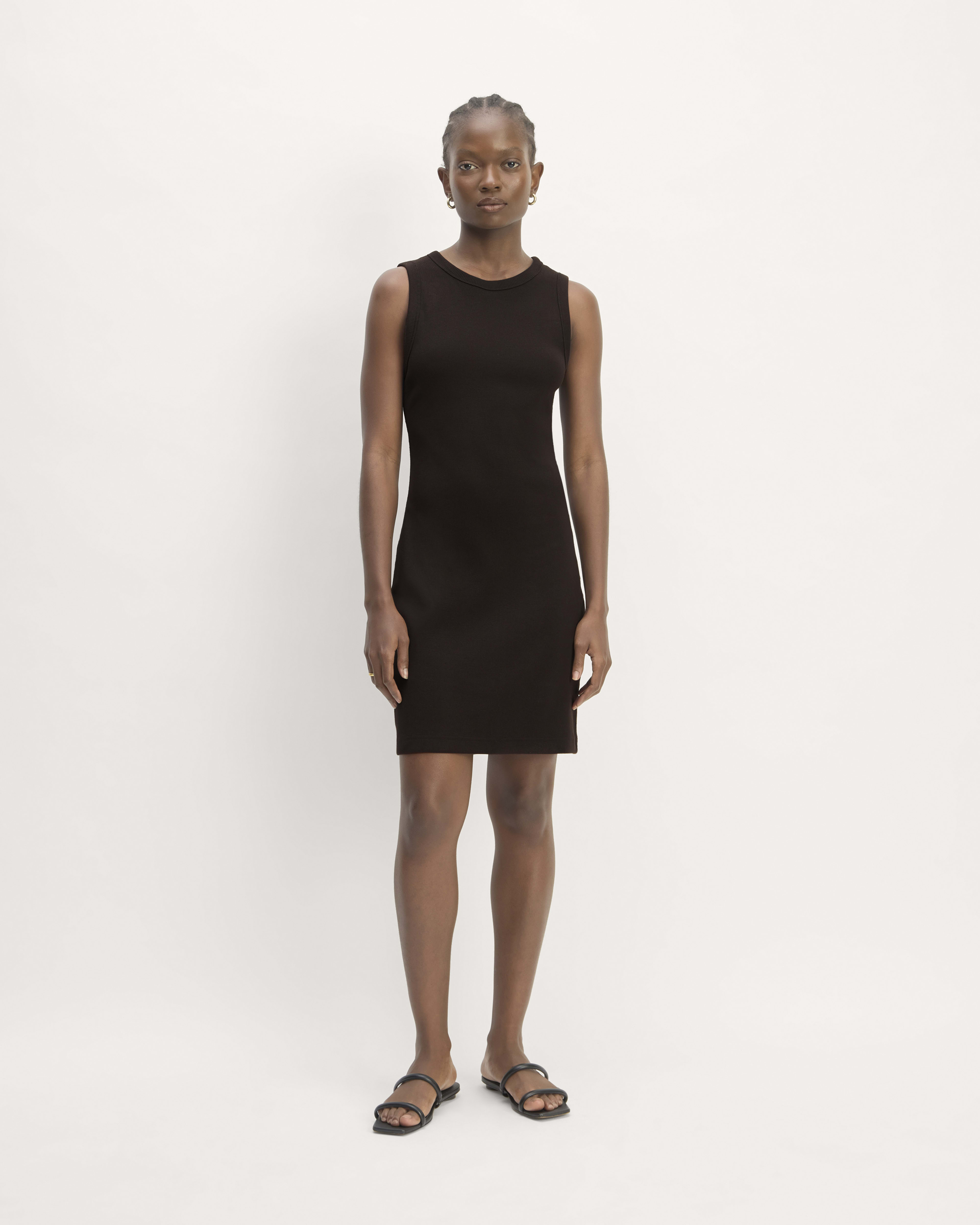 Black ribbed mini dress sale