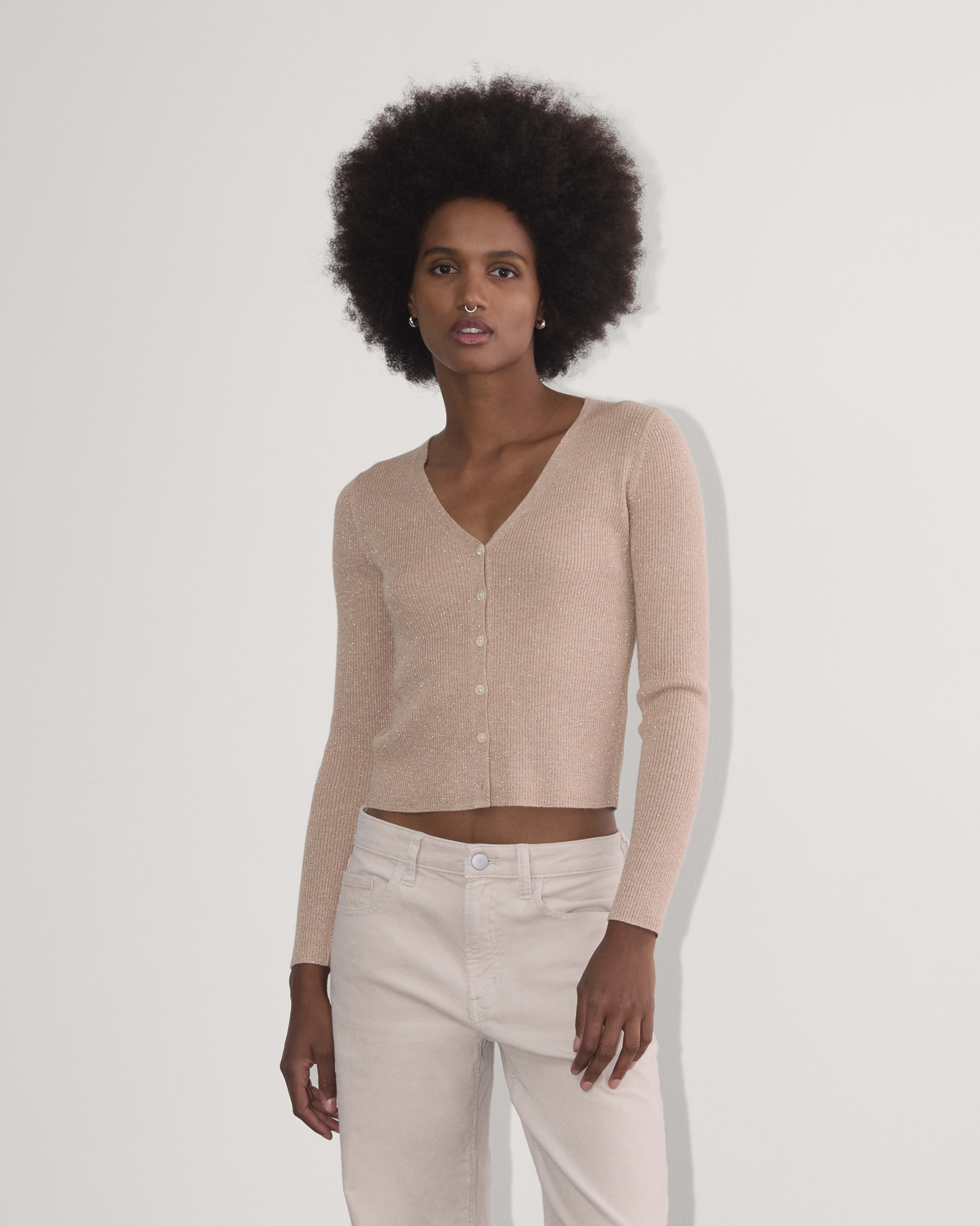 The Cardigan in Lurex Merino Rose Gold Everlane