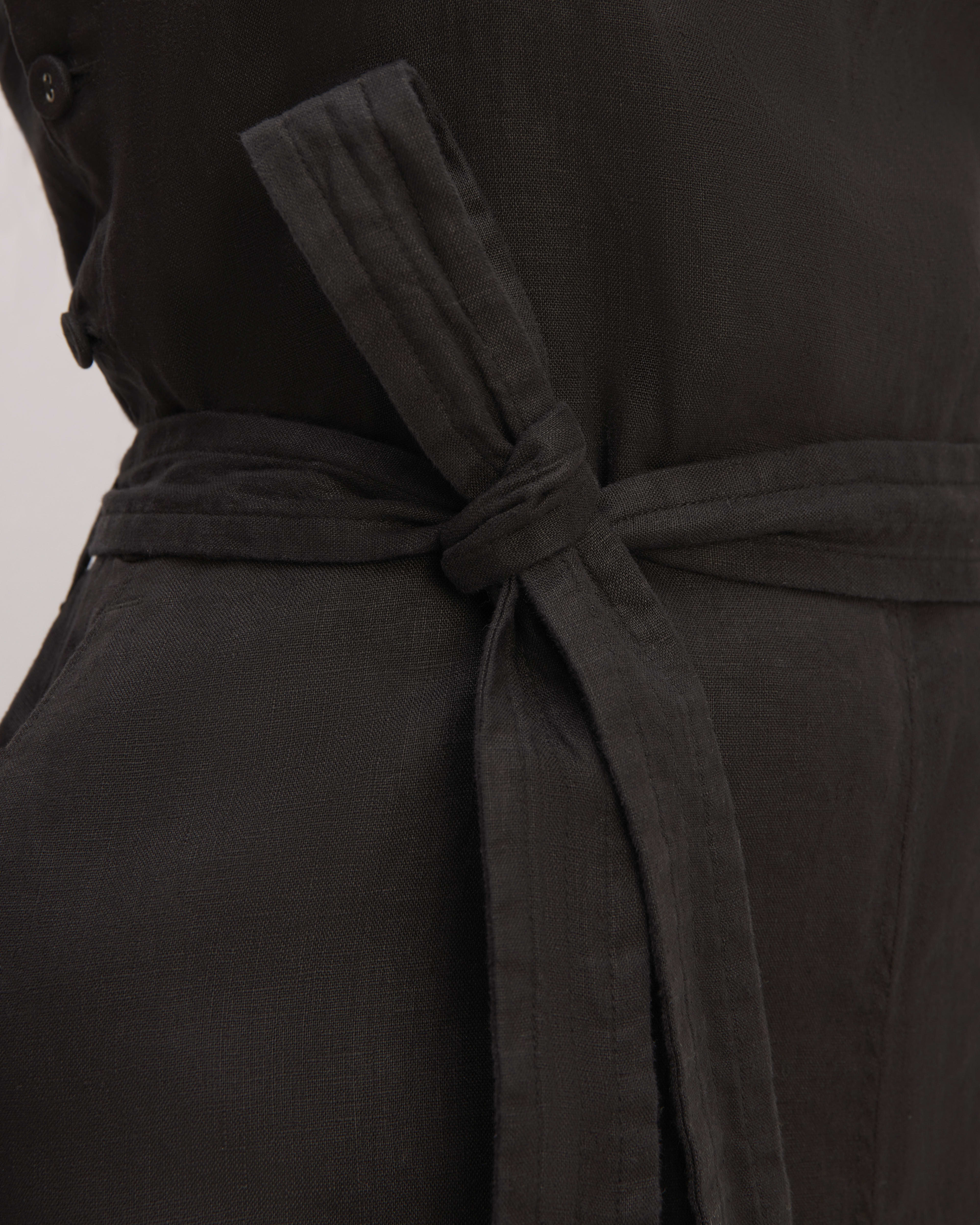 The Linen Side-Button Jumpsuit Black – Everlane