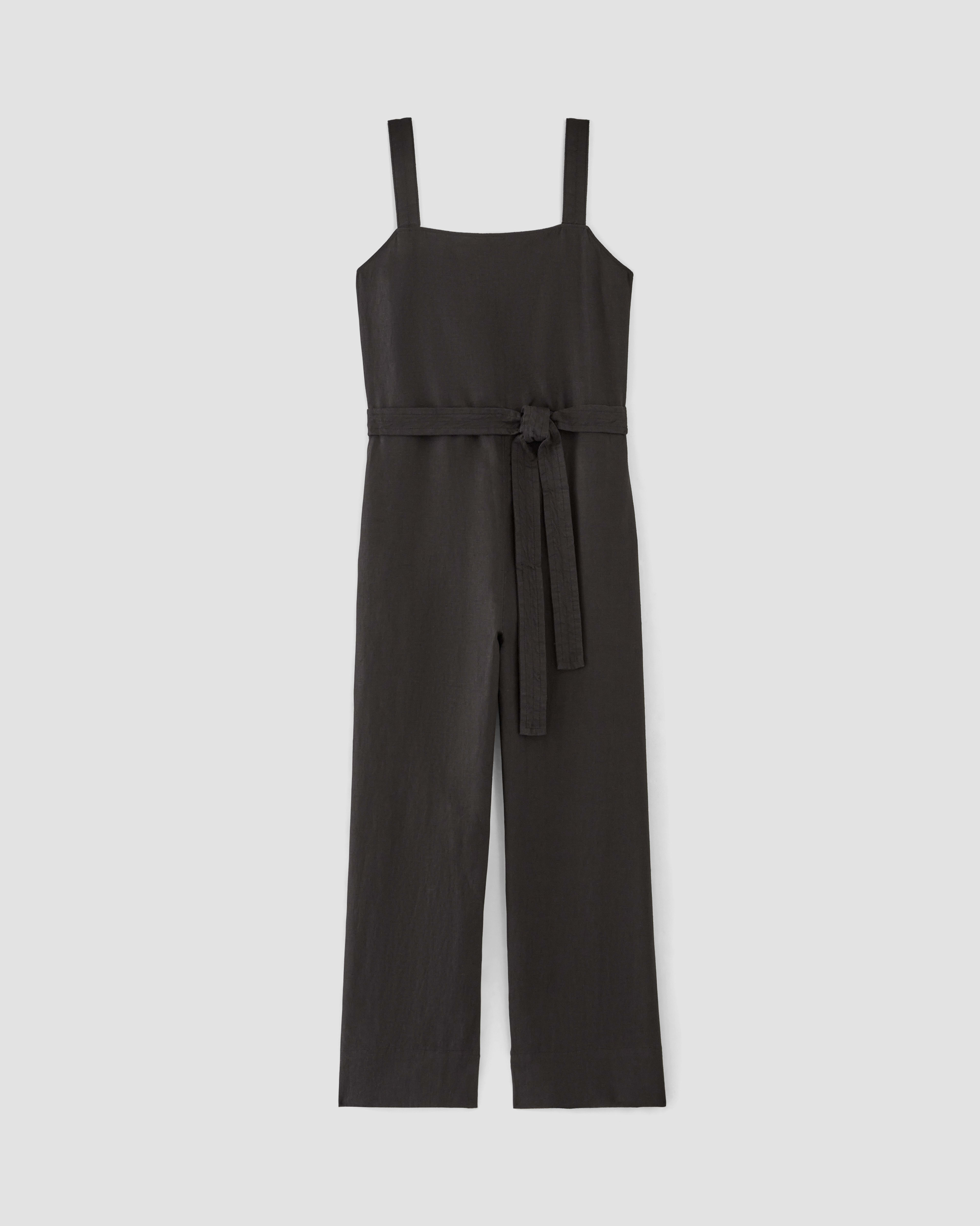 The Linen Side-Button Jumpsuit Black – Everlane