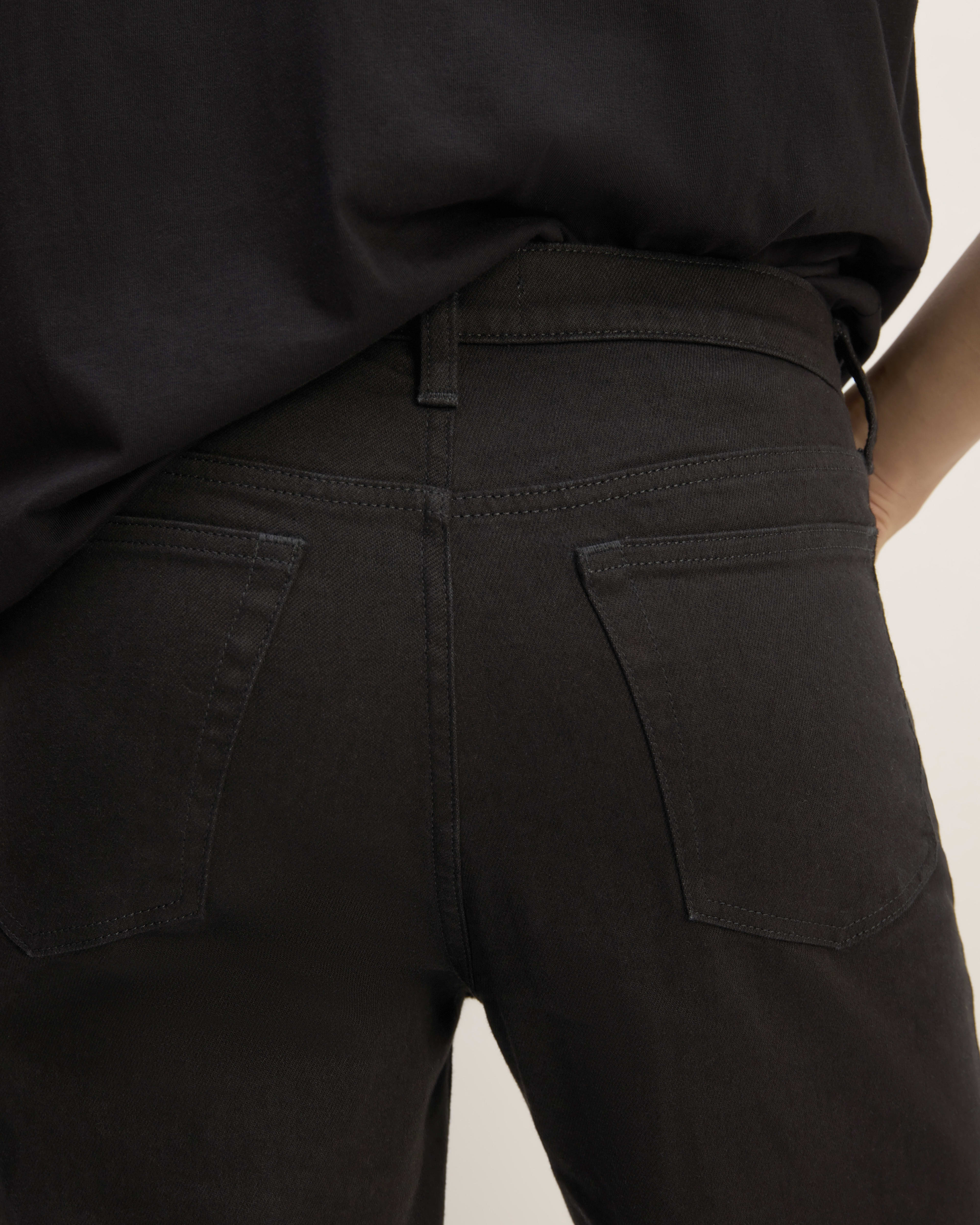 7FOR Black Cotton Straight-Leg Jeans