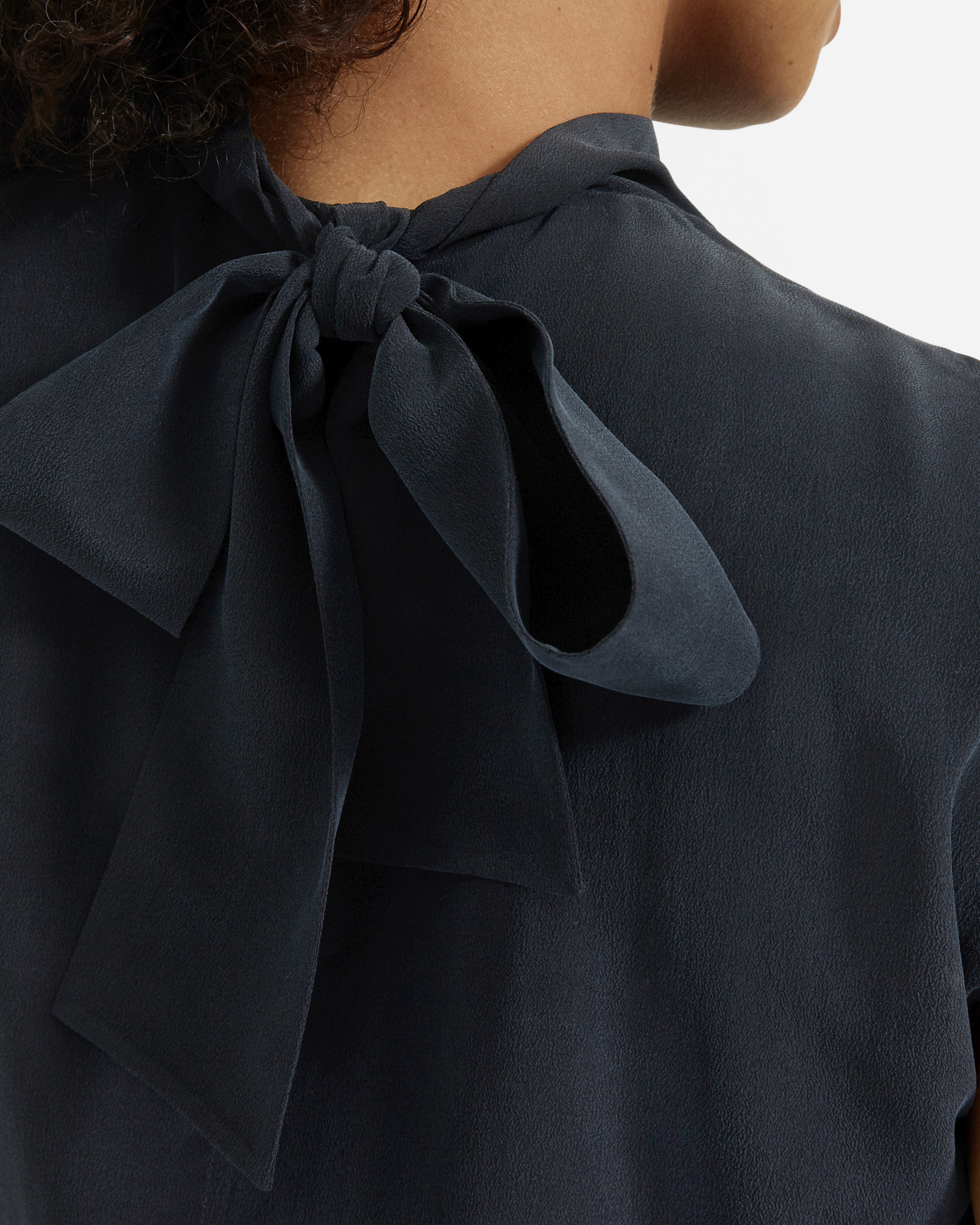 The Clean Silk Tie Neck Blouse Black Everlane