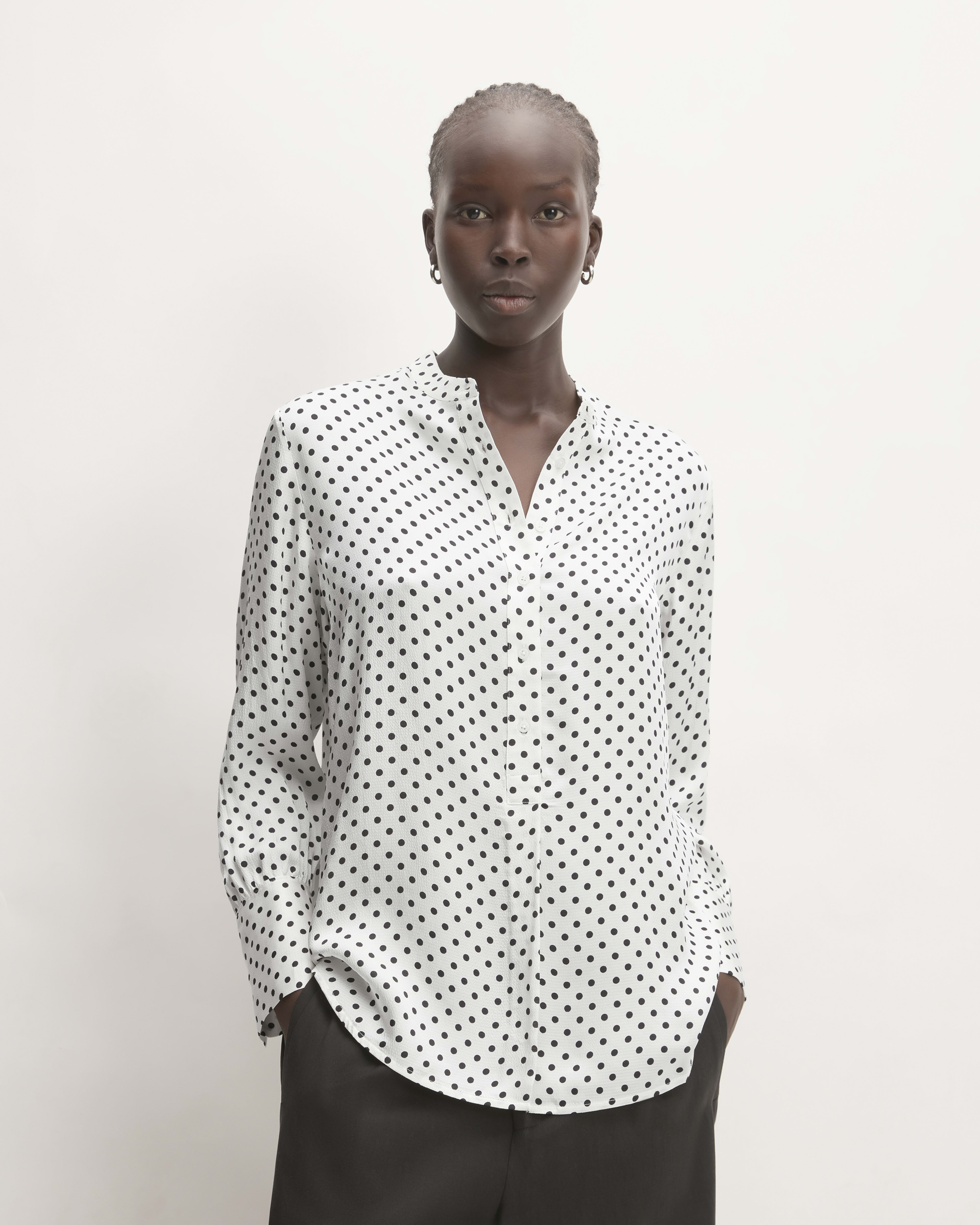 Black polka dot dress shirt clearance