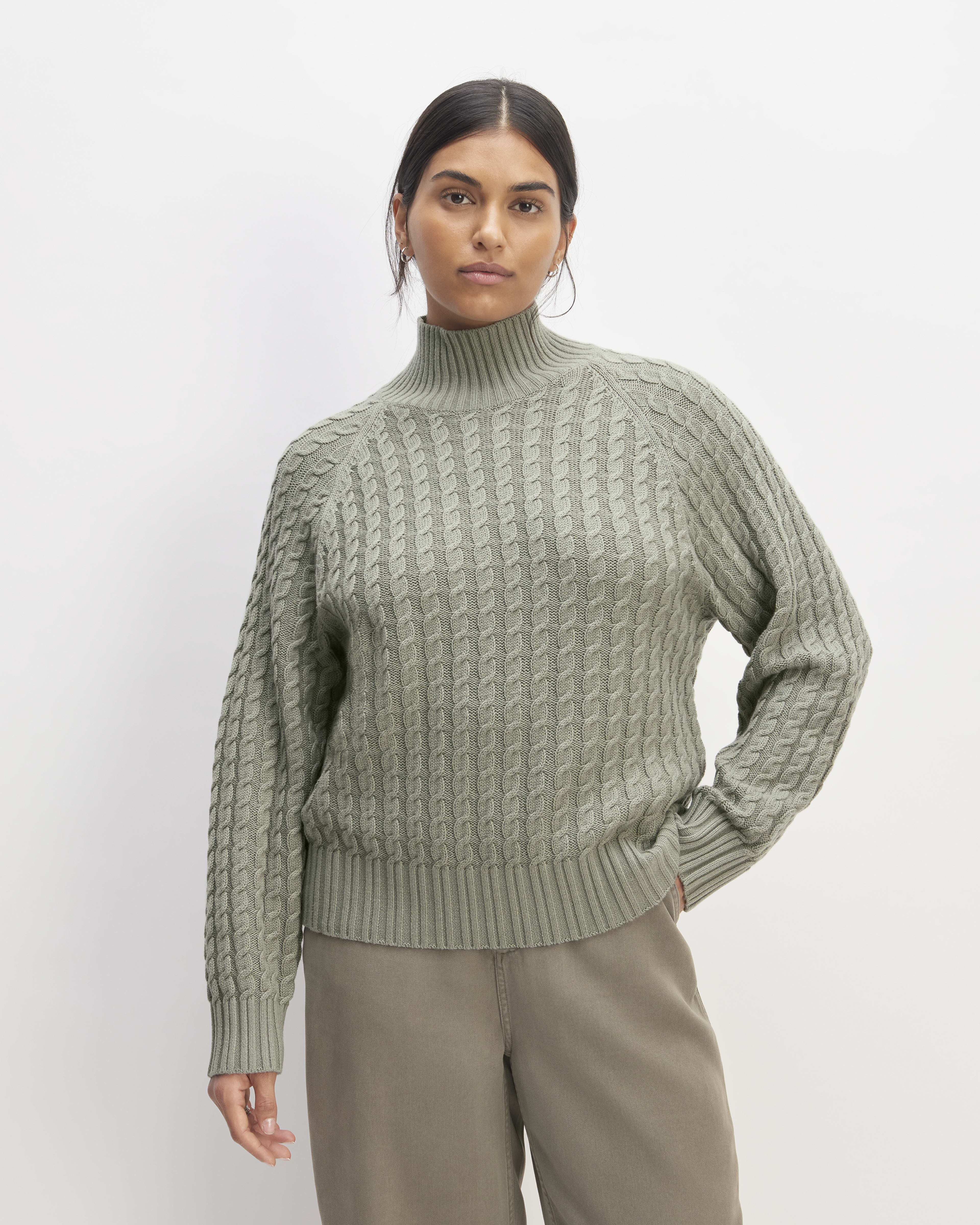 The Cotton Merino Cable Turtleneck