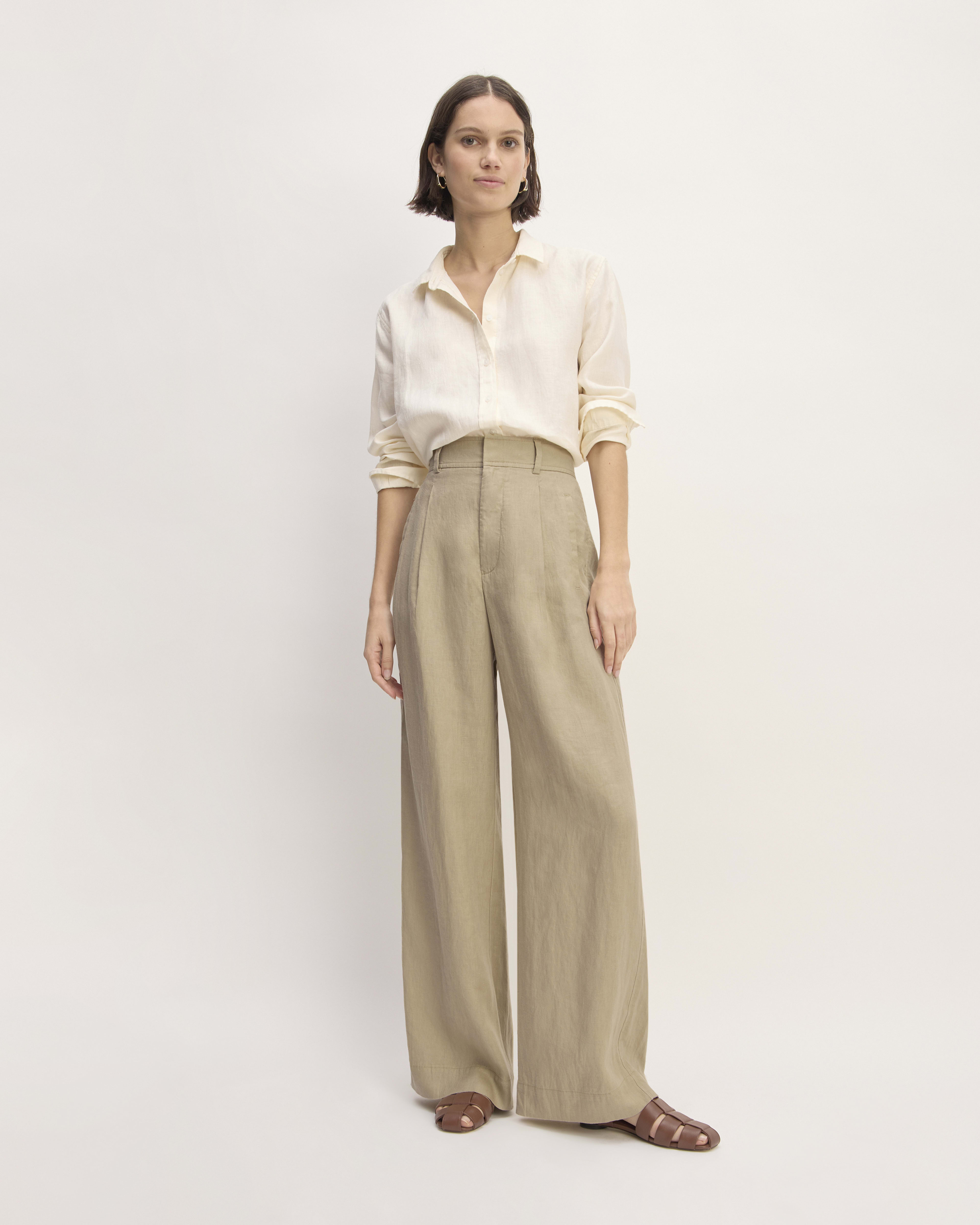 The Linen Way-High® Drape Pant Trench Coat Khaki – Everlane