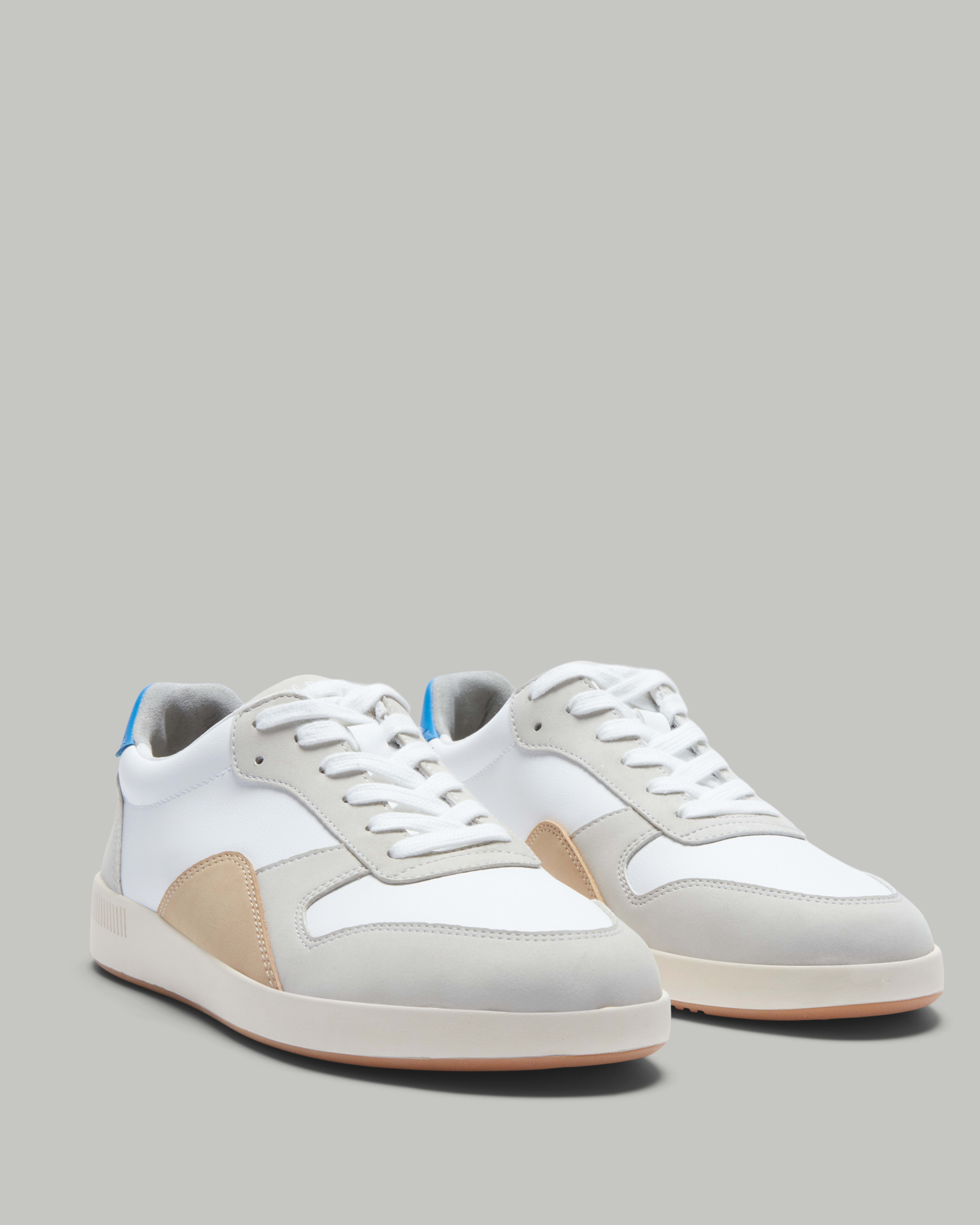 The ReLeather® Court Sneaker White / Smoke Grey / Strong Blue – Everlane