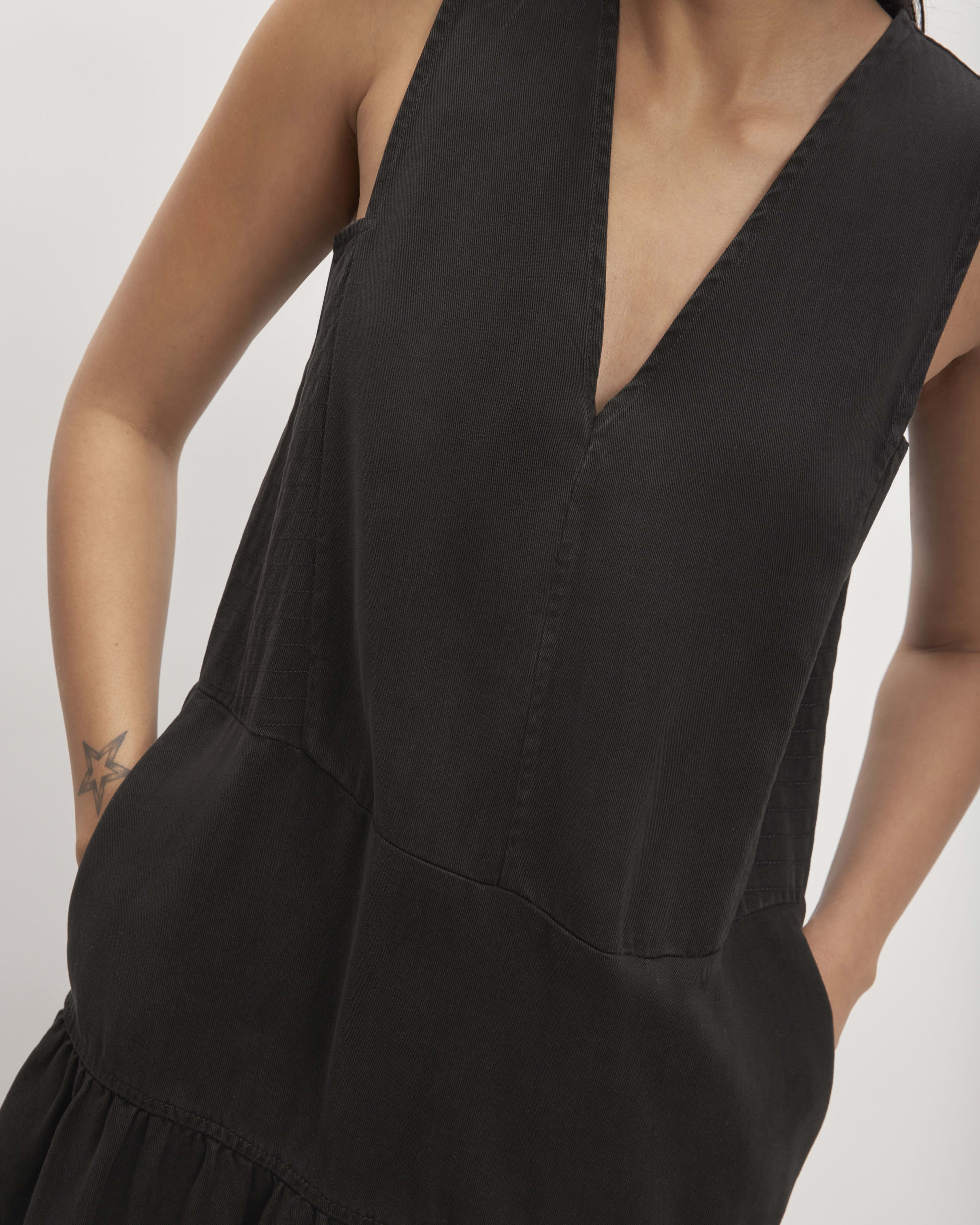Tencel Solid V-Neck Dress