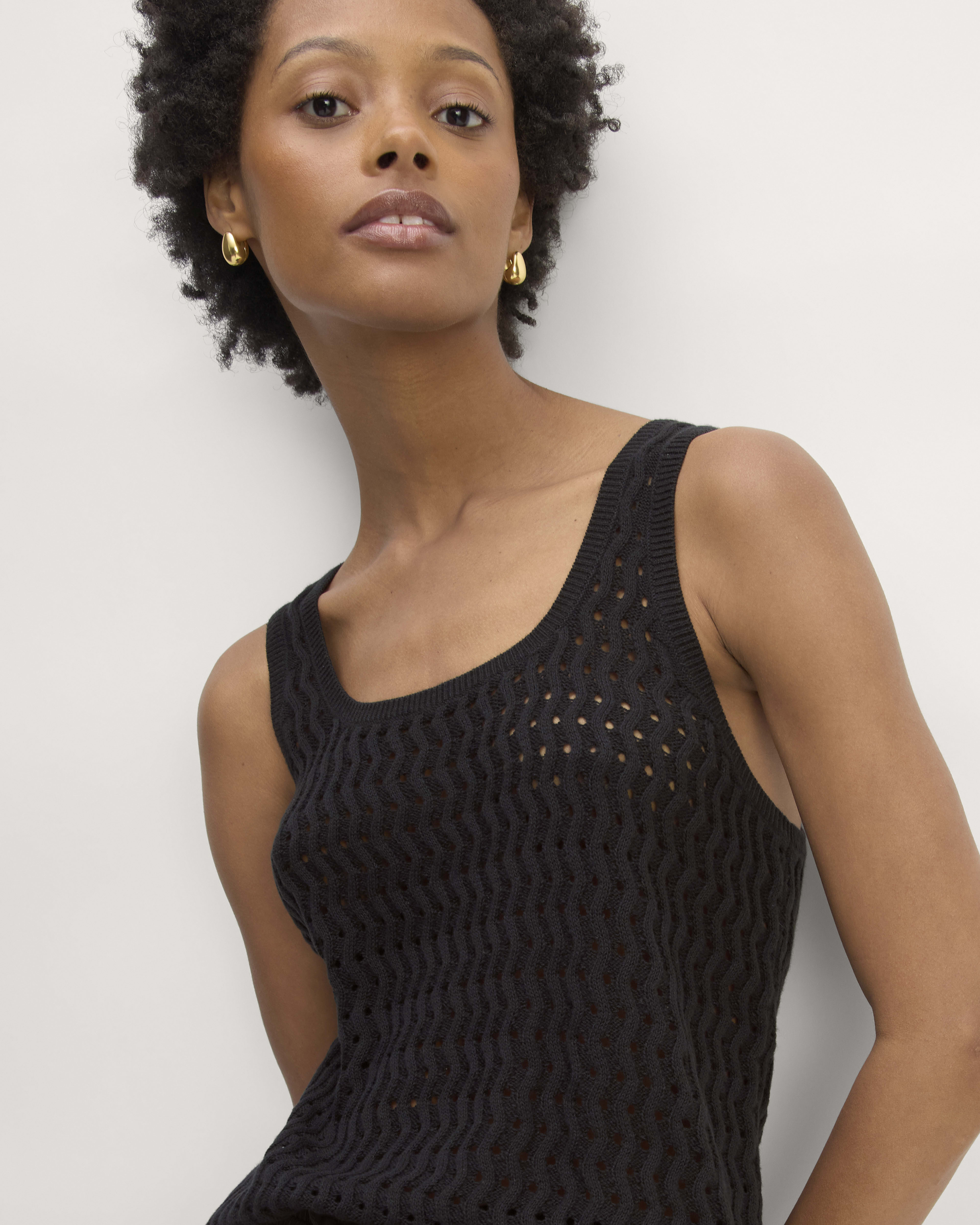 The Crochet Knit Tank Black Everlane