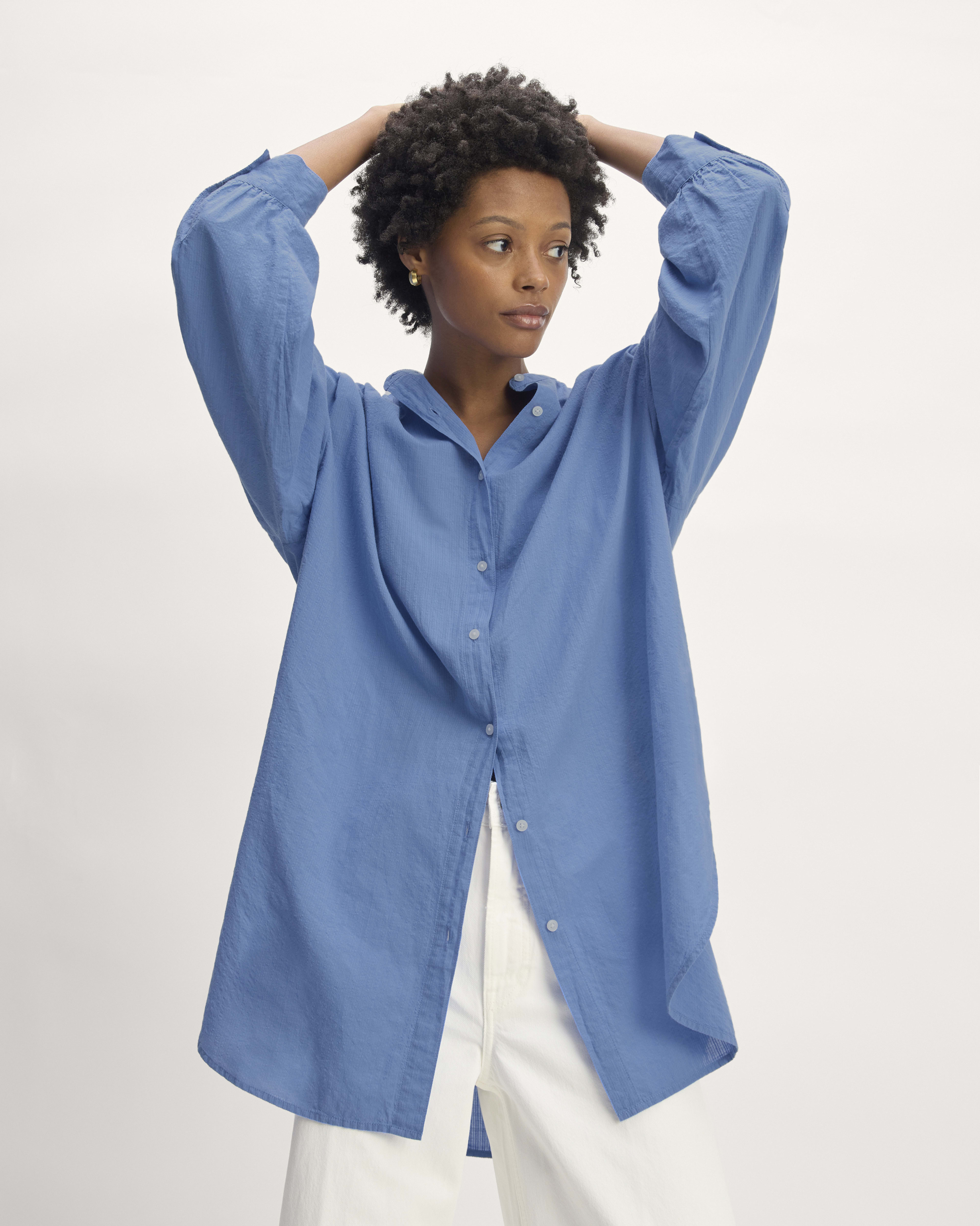 Everlane Women s Gauze Oversized Shirt in Blue Opal Size XXS XS