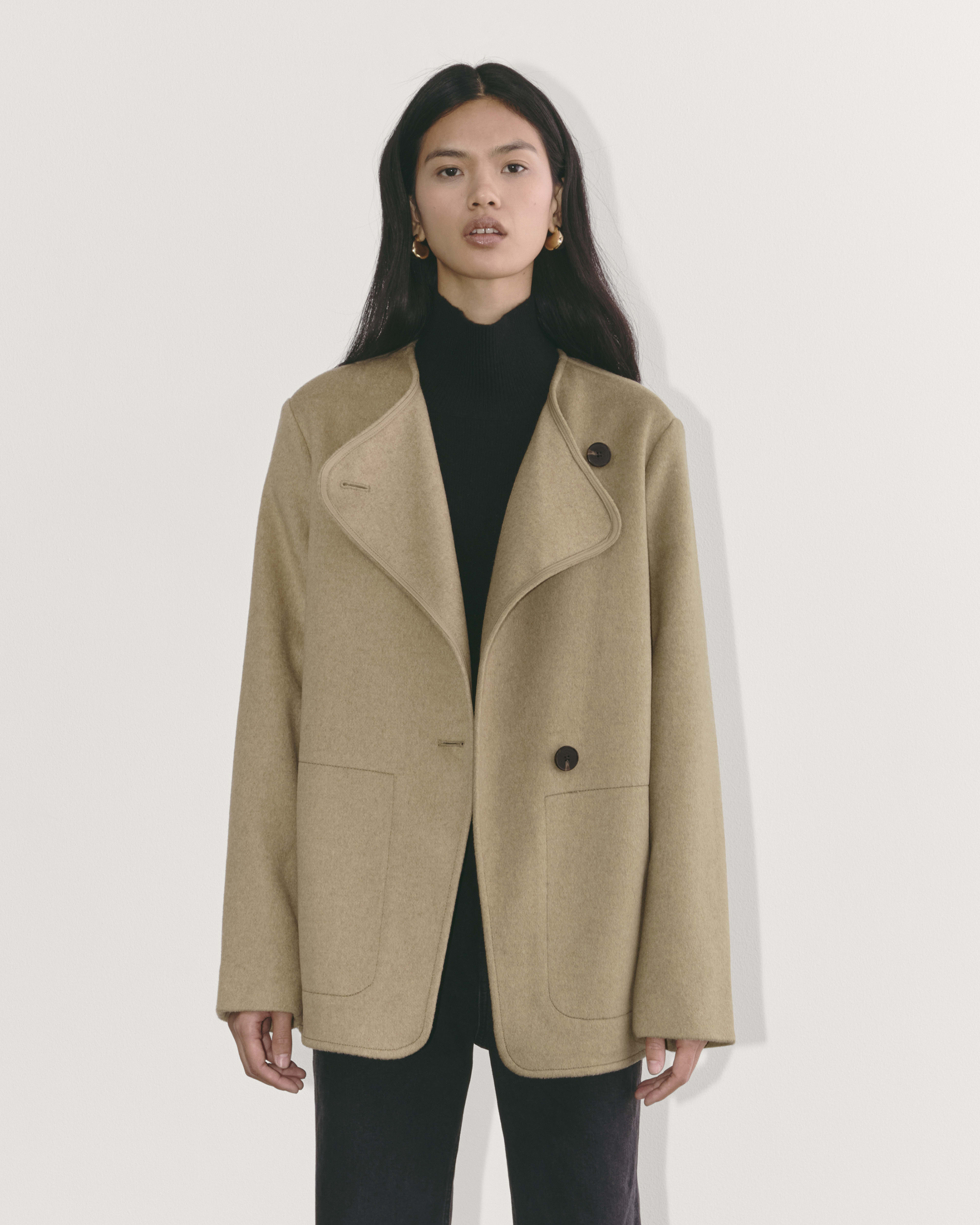 The October Coat Dark Heathered Camel Everlane
