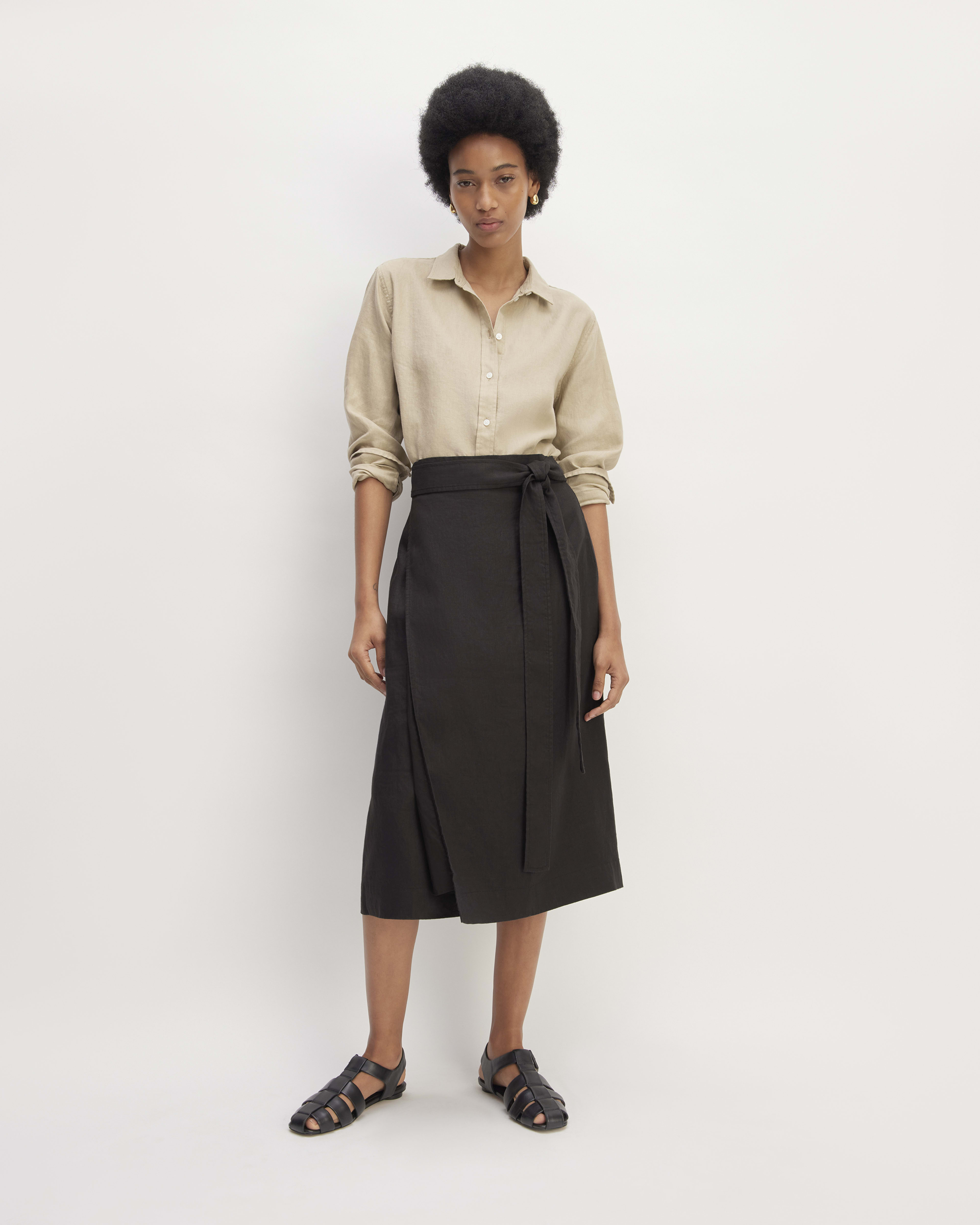 Long linen wrap skirt sale