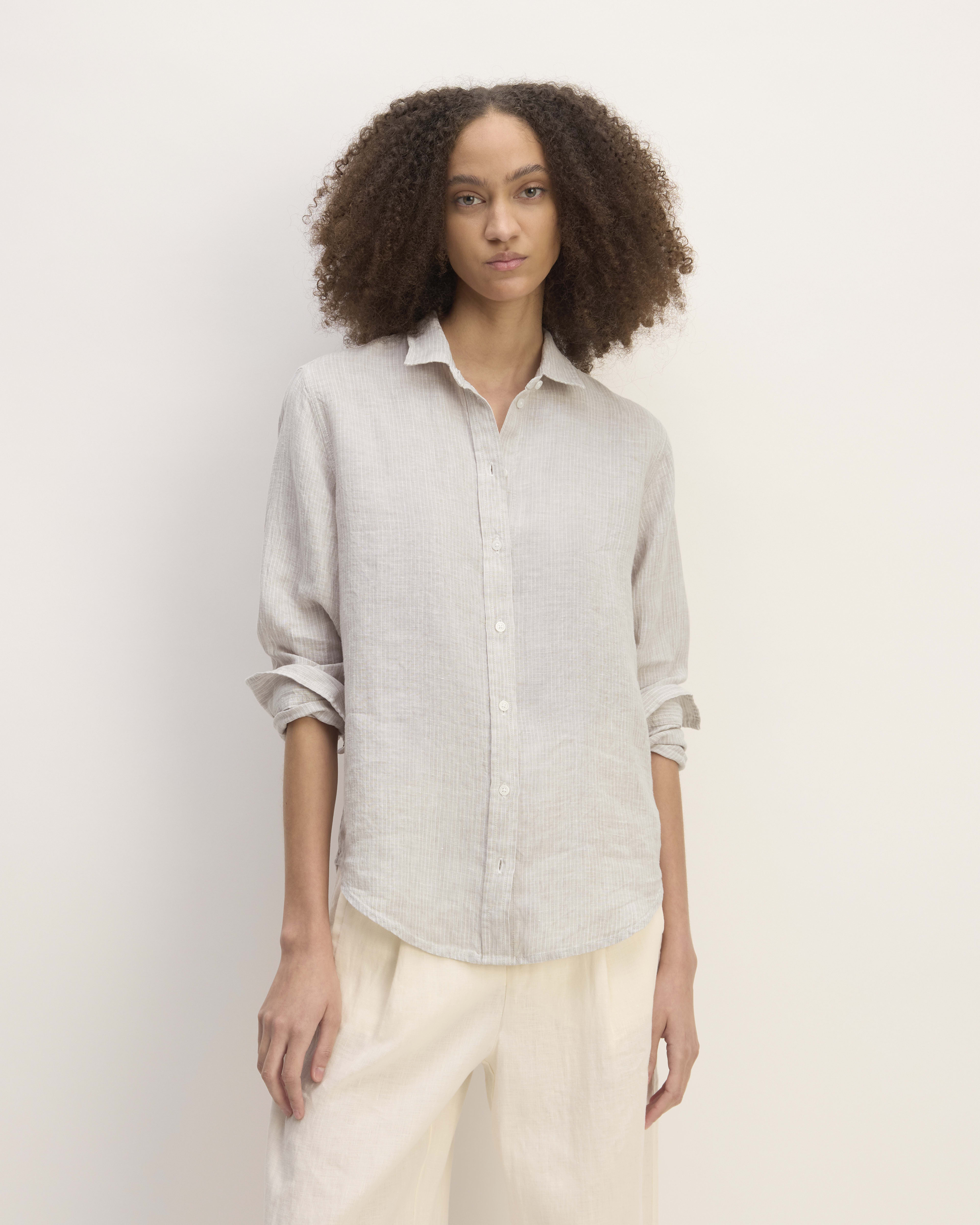 The Linen Short-Sleeve Notch Shirt Bone – Everlane