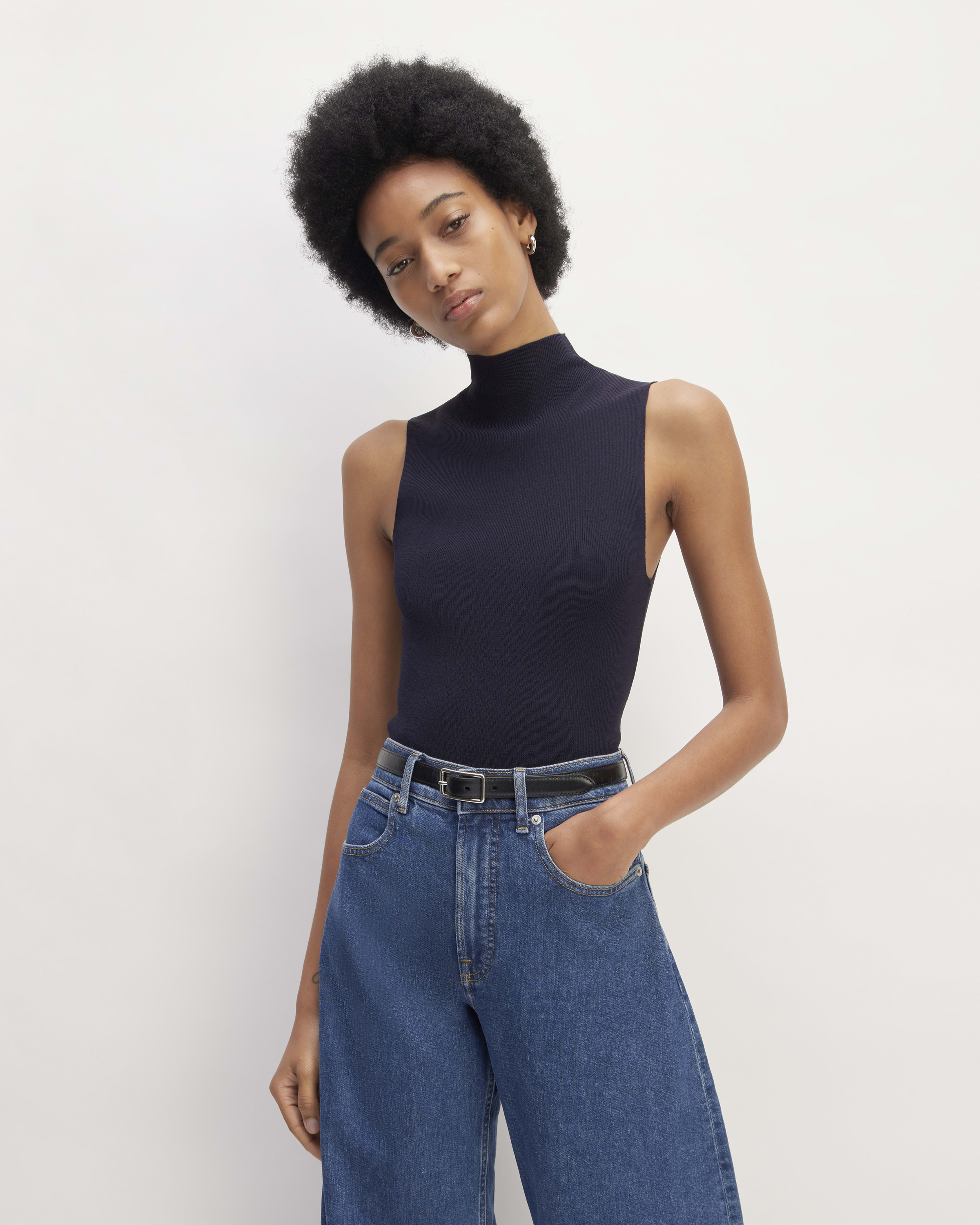 AS-IS NAVY Black Mock Turtleneck