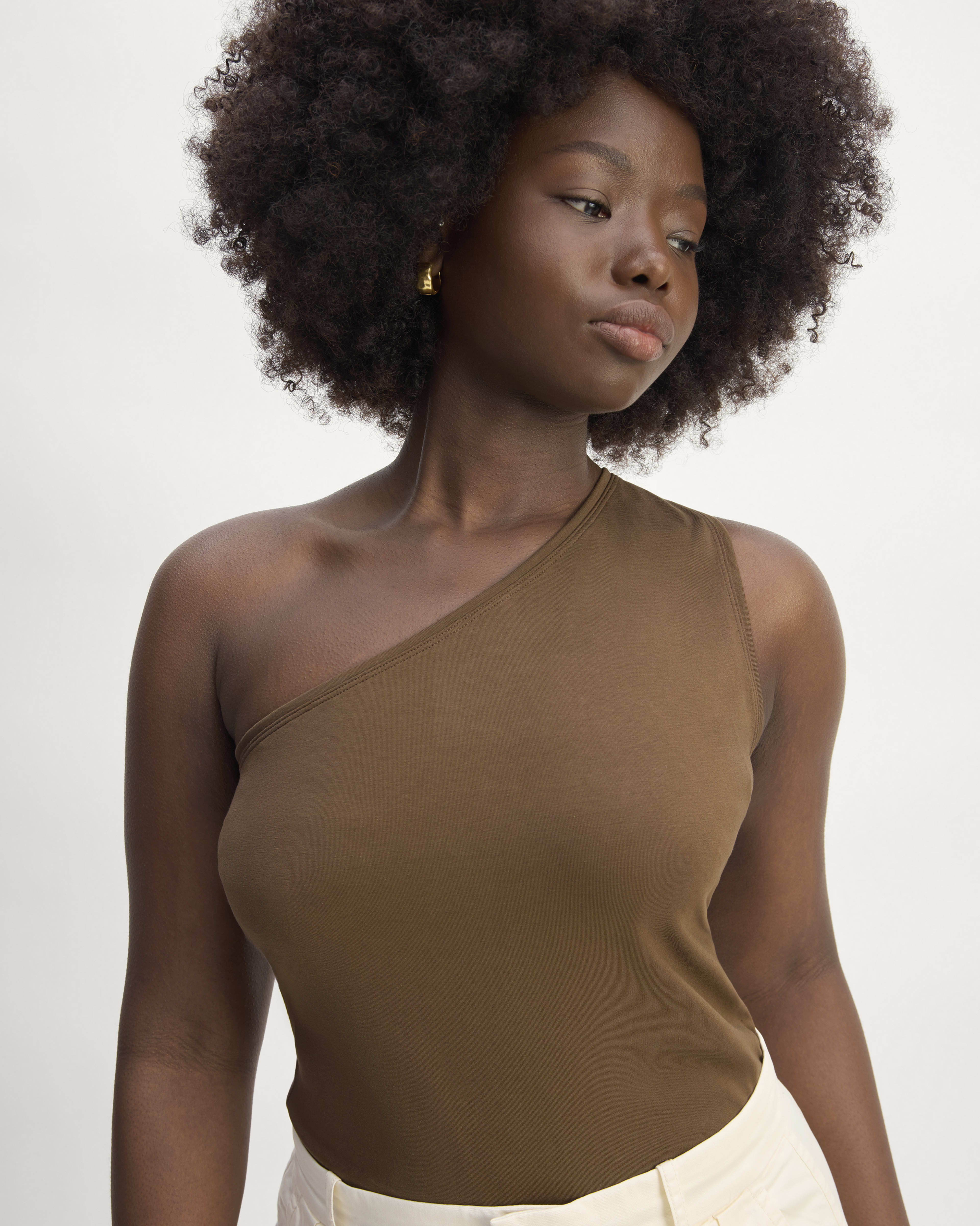 The Form One Shoulder Tank Cocoa Everlane