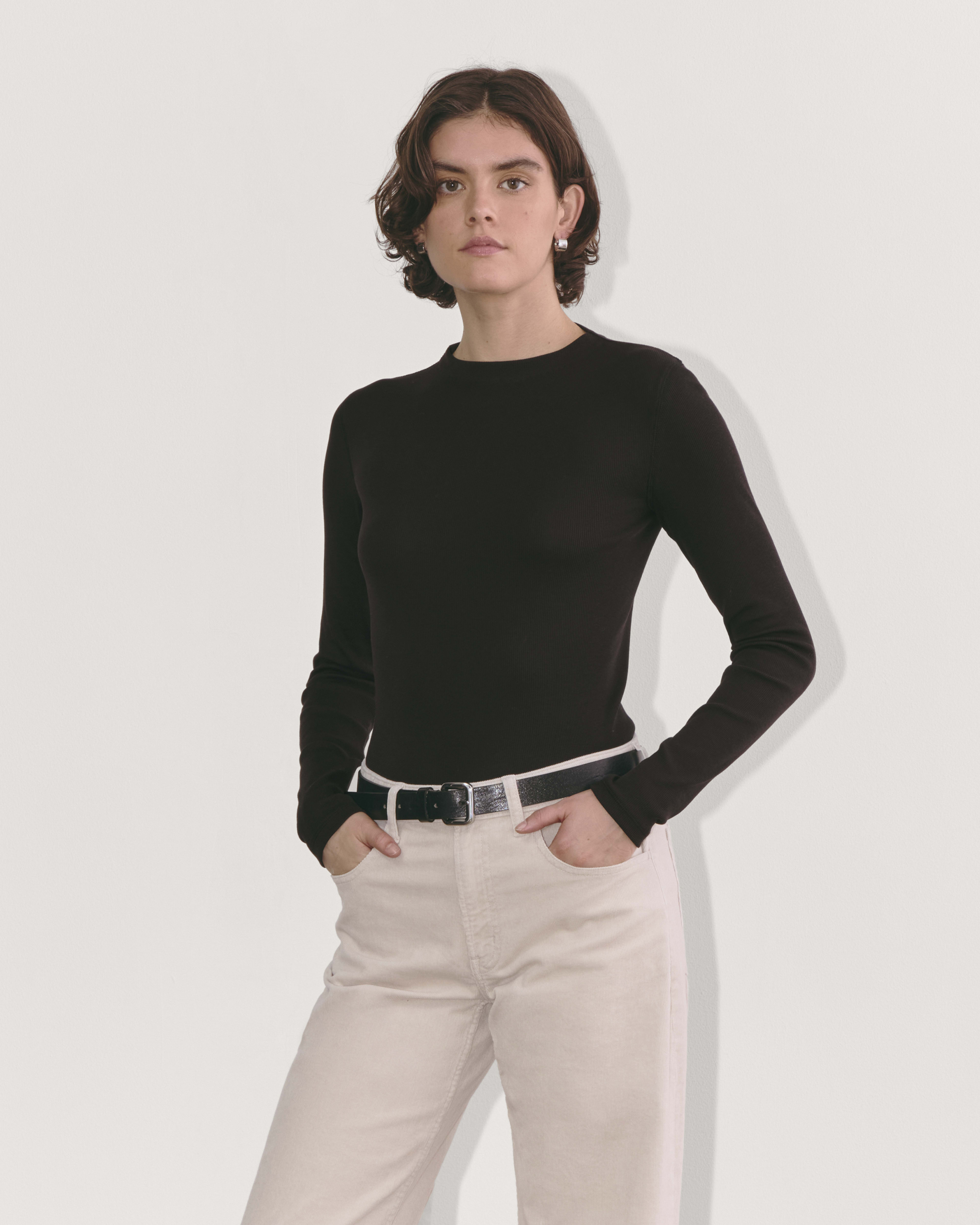 The Luxe Rib Funnel-Neck Tee