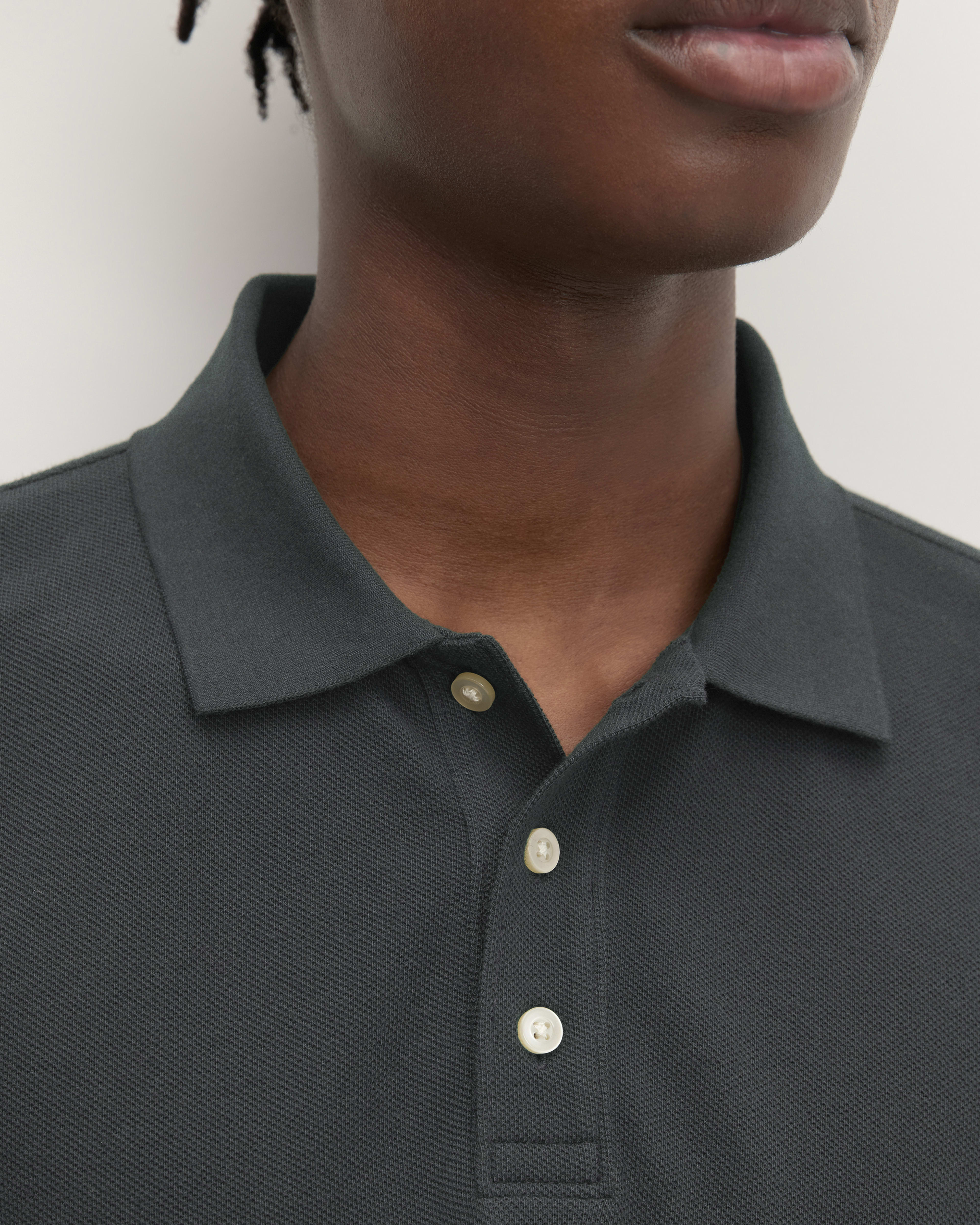 The Long-Sleeve Pique Polo | Heathered Graphite – Everlane