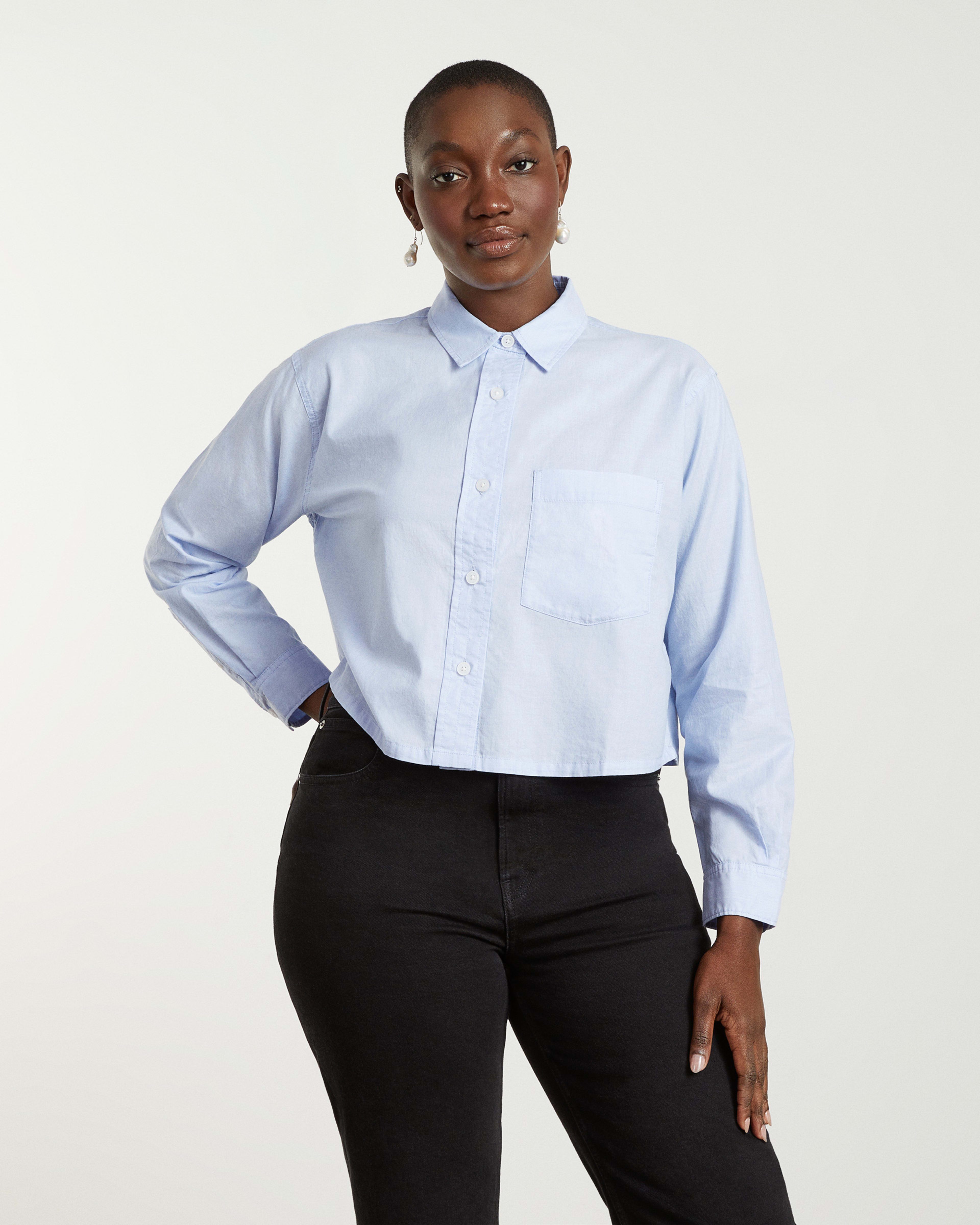 The Silky Cotton Way-Short Shirt Chambray Blue – Everlane