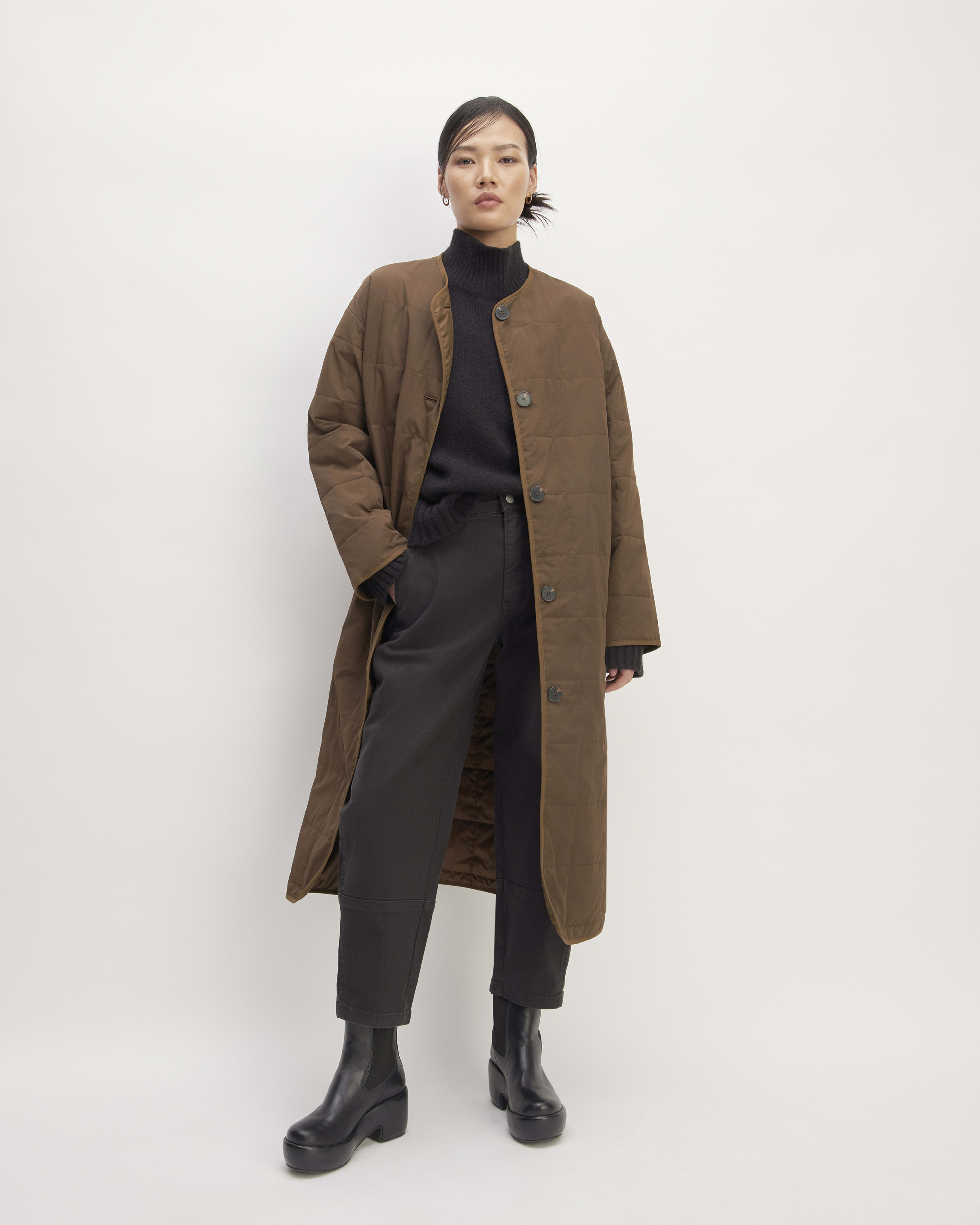 The ReNew Quilted Long Liner Cocoa – Everlane